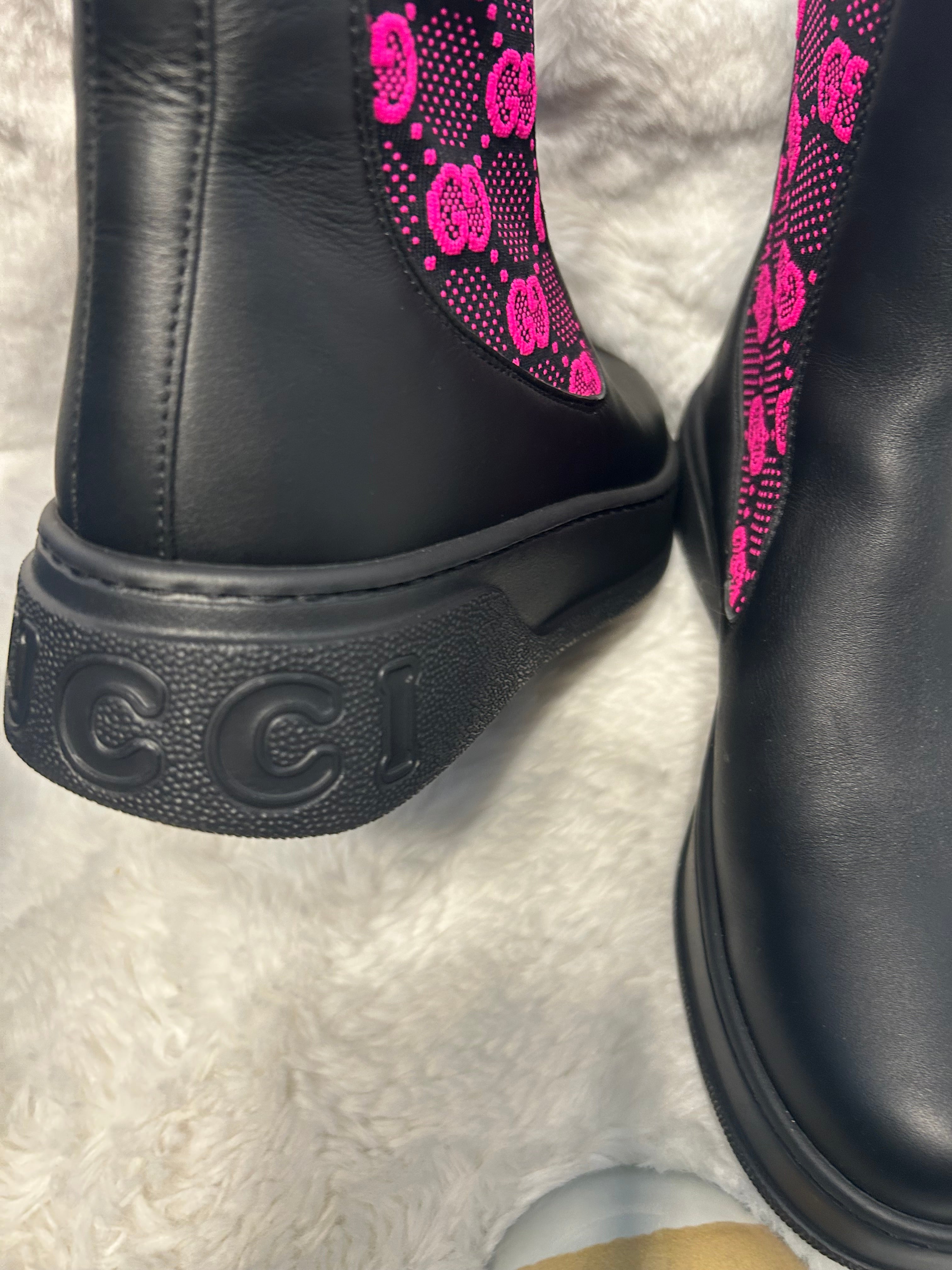 Gucci Leather Canvas Boots
