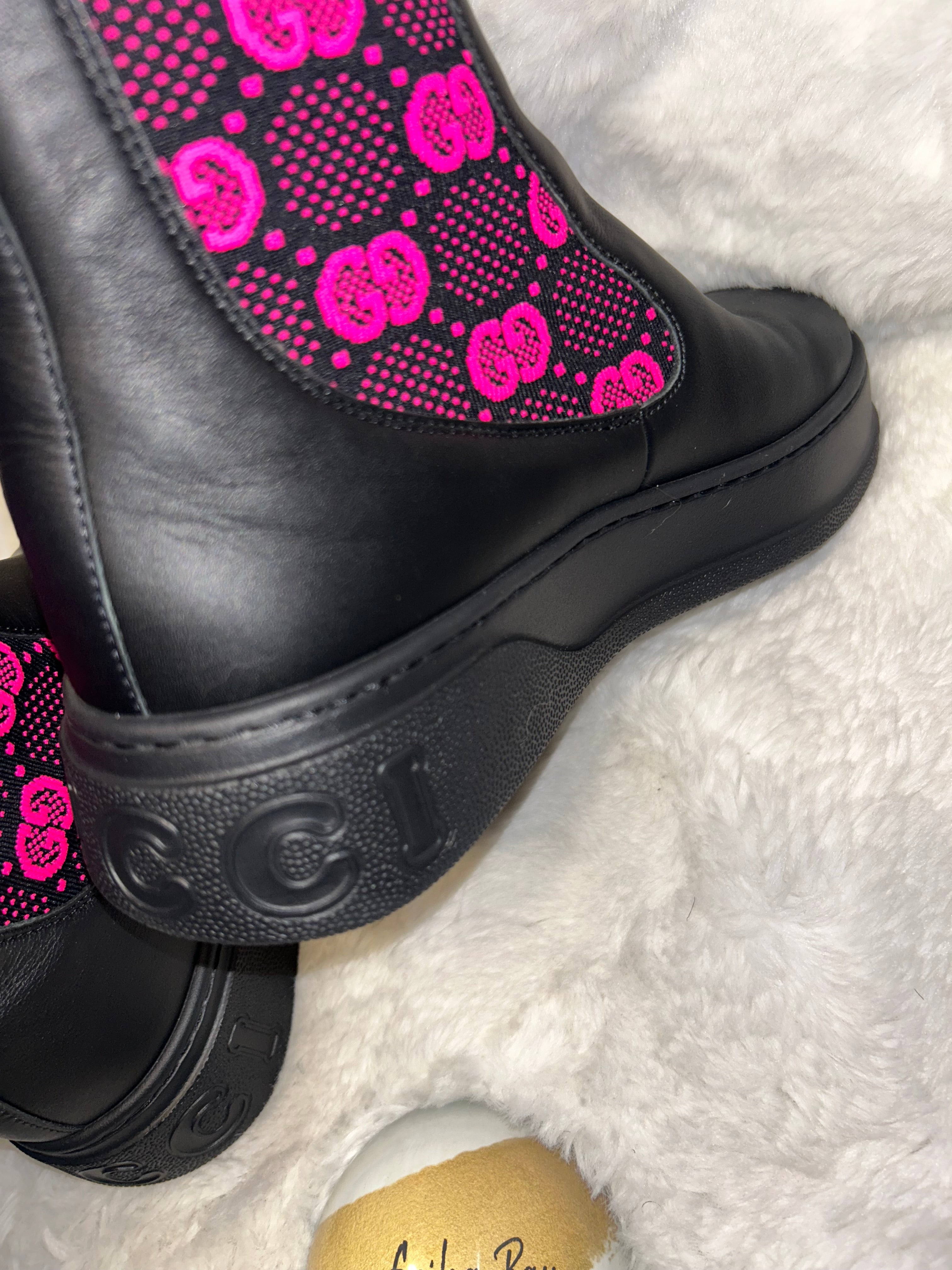 Gucci Leather Canvas Boots
