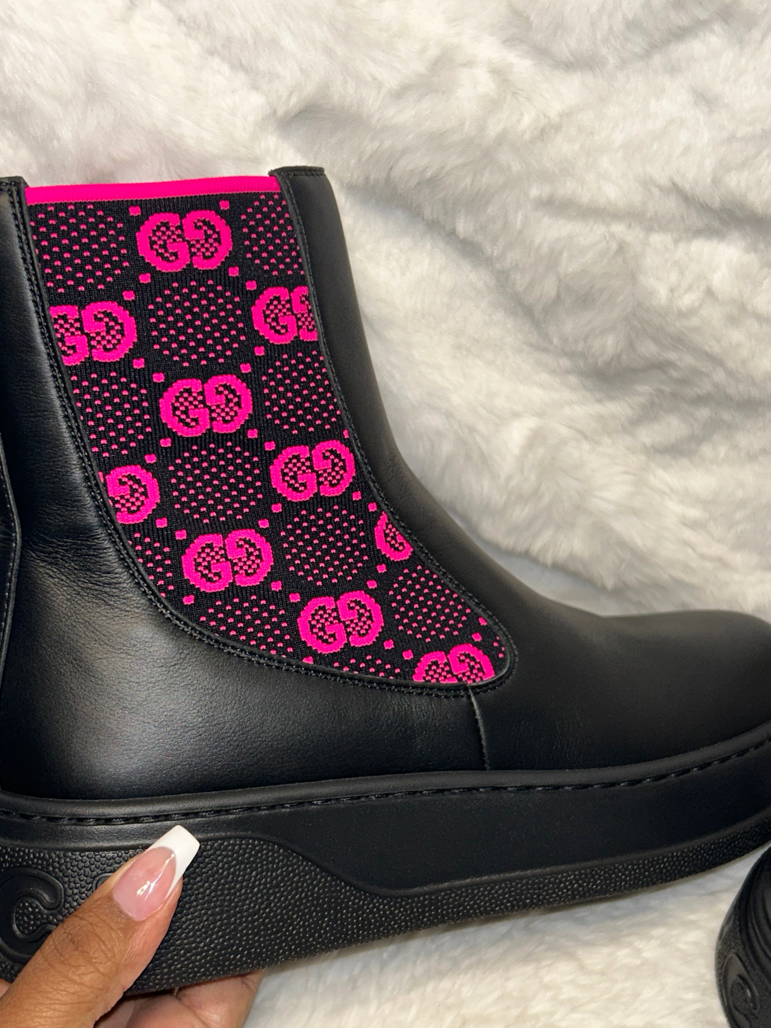 Gucci Leather Canvas Boots