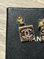 Chanel CoCo Mark Gold & Pink Earrings