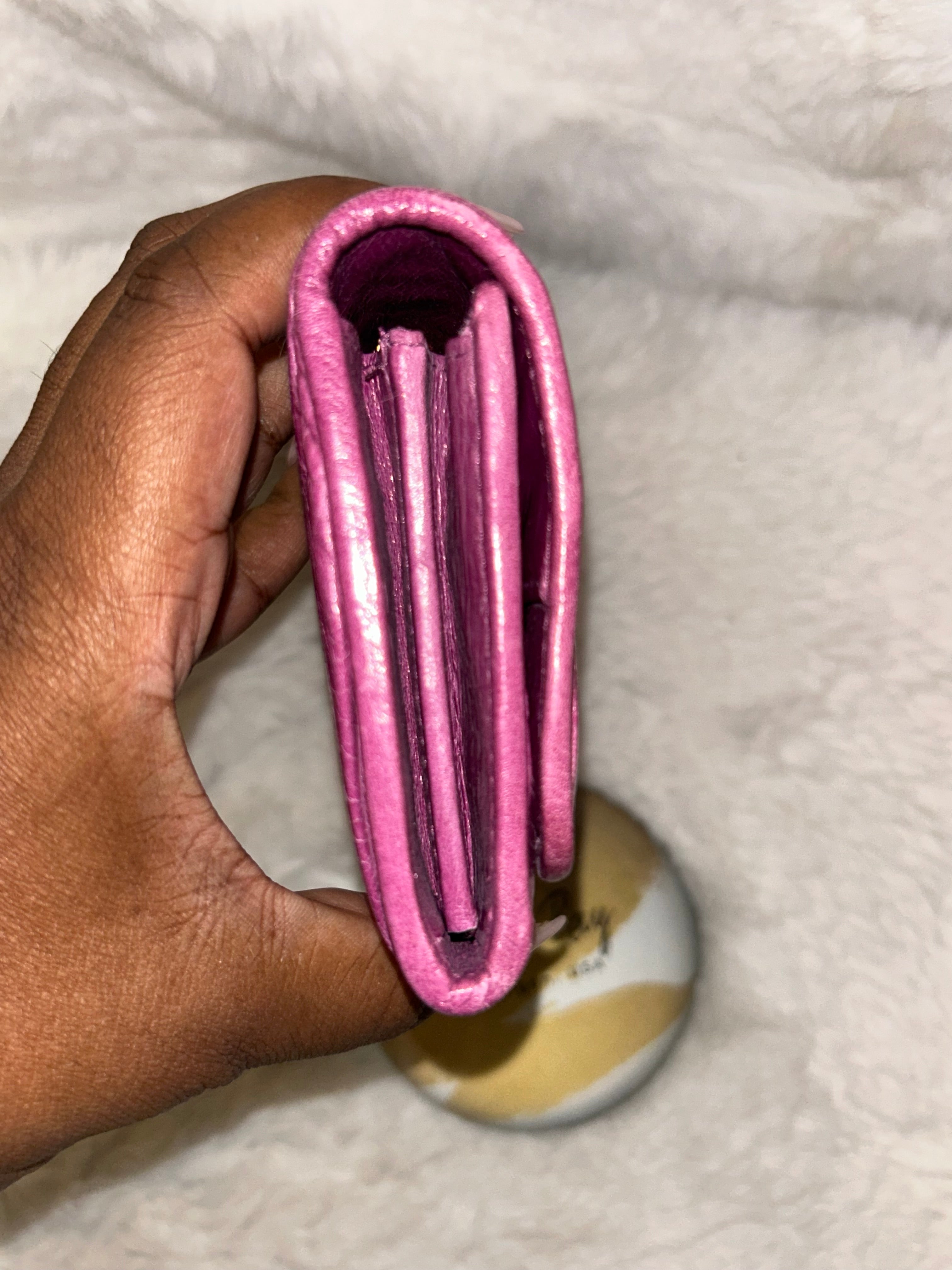 Miu Miu Pink Crinkled Long Wallet