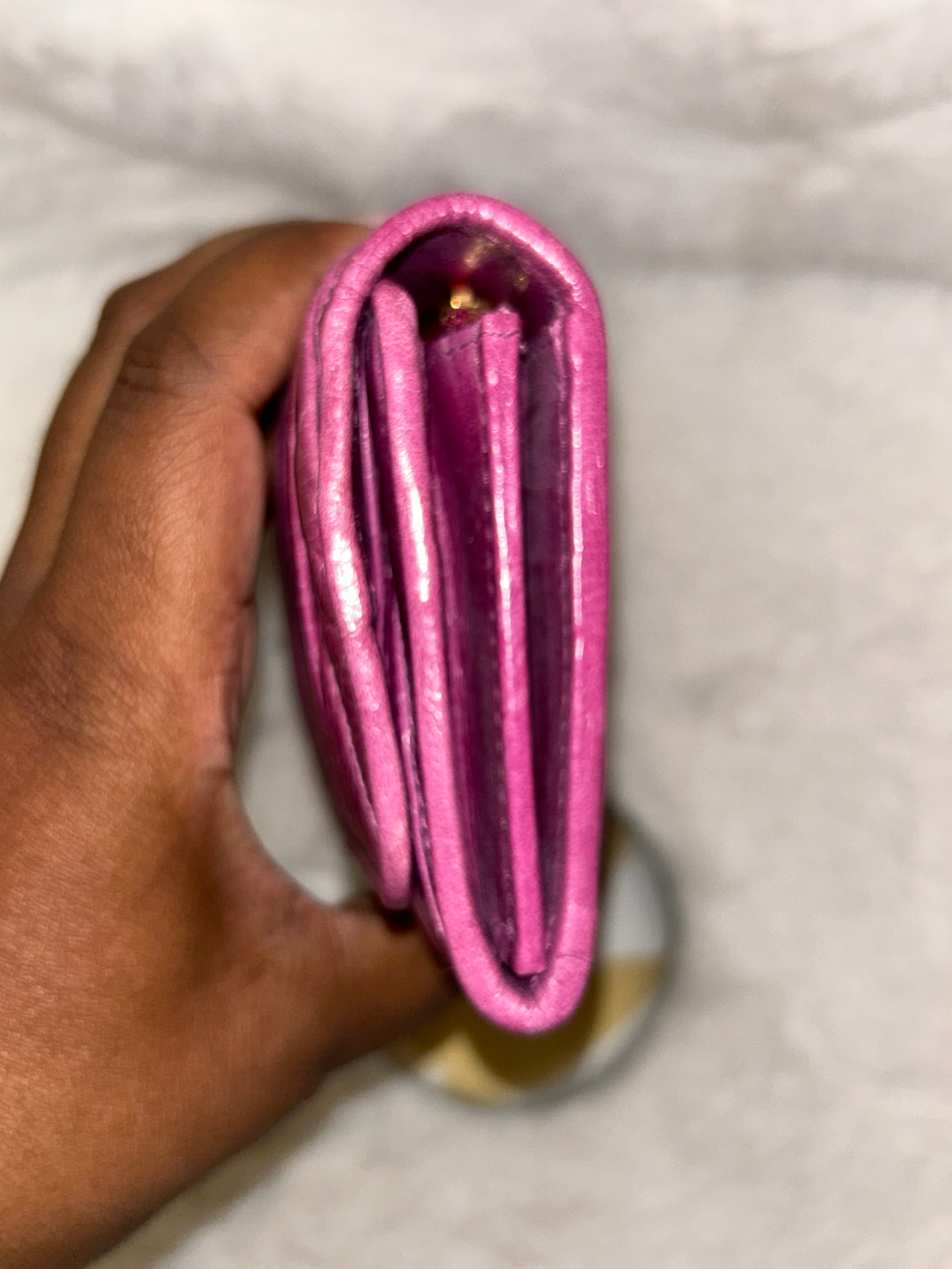 Miu Miu Pink Crinkled Long Wallet