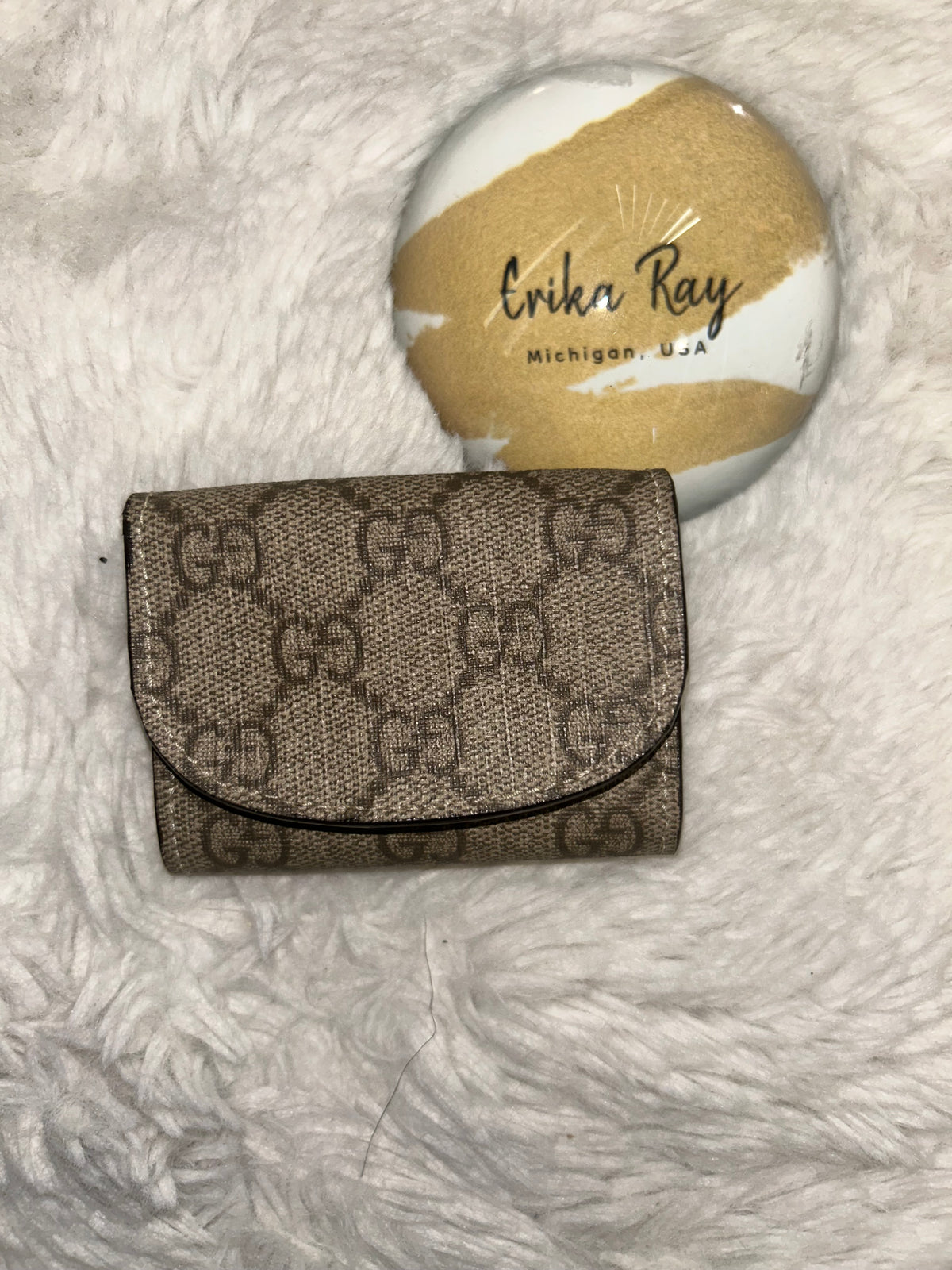 Gucci GG & Cream Canvas Vintage Compact Wallet