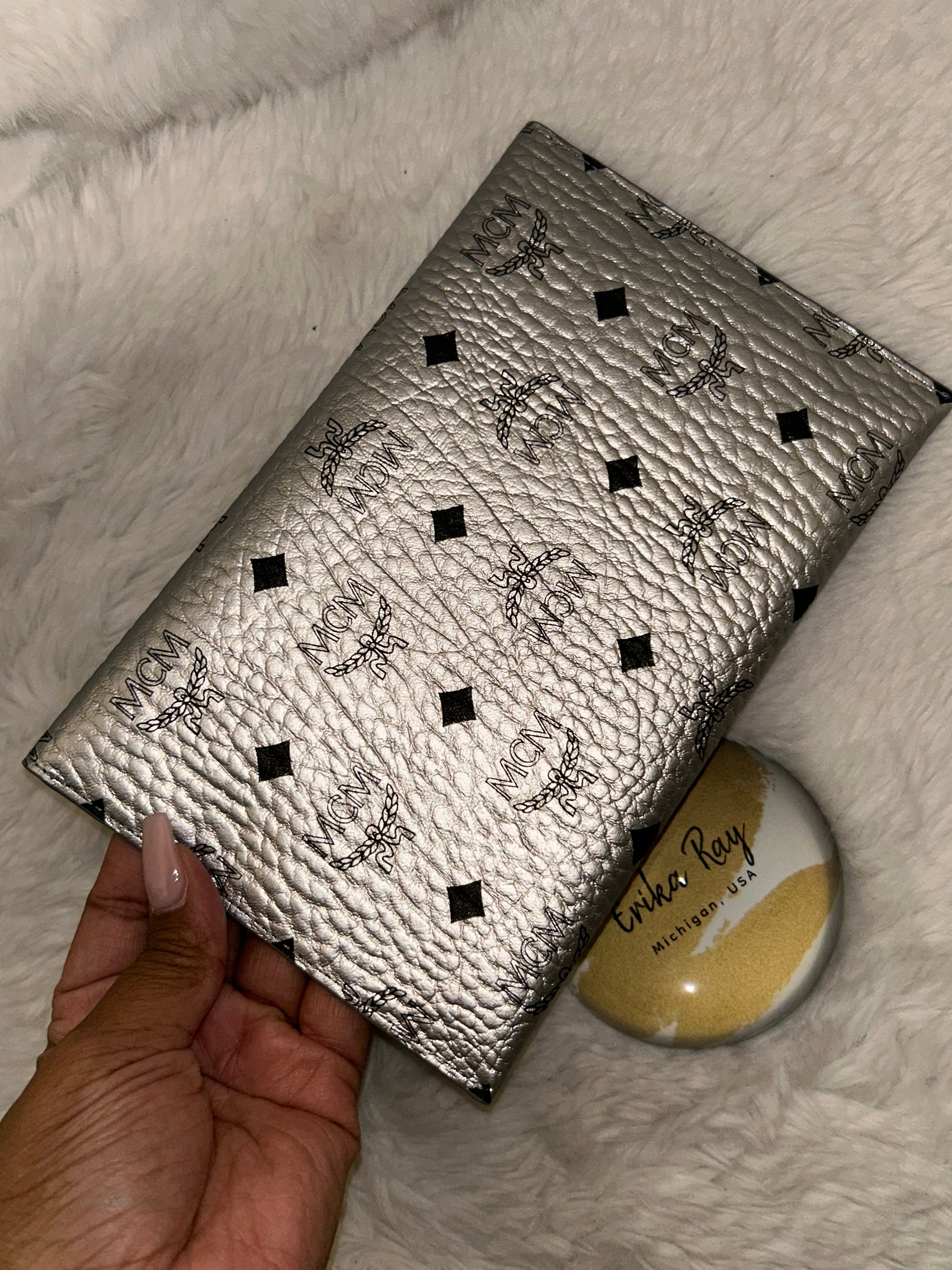 MCM Silver Visetos Clutch/Pouch