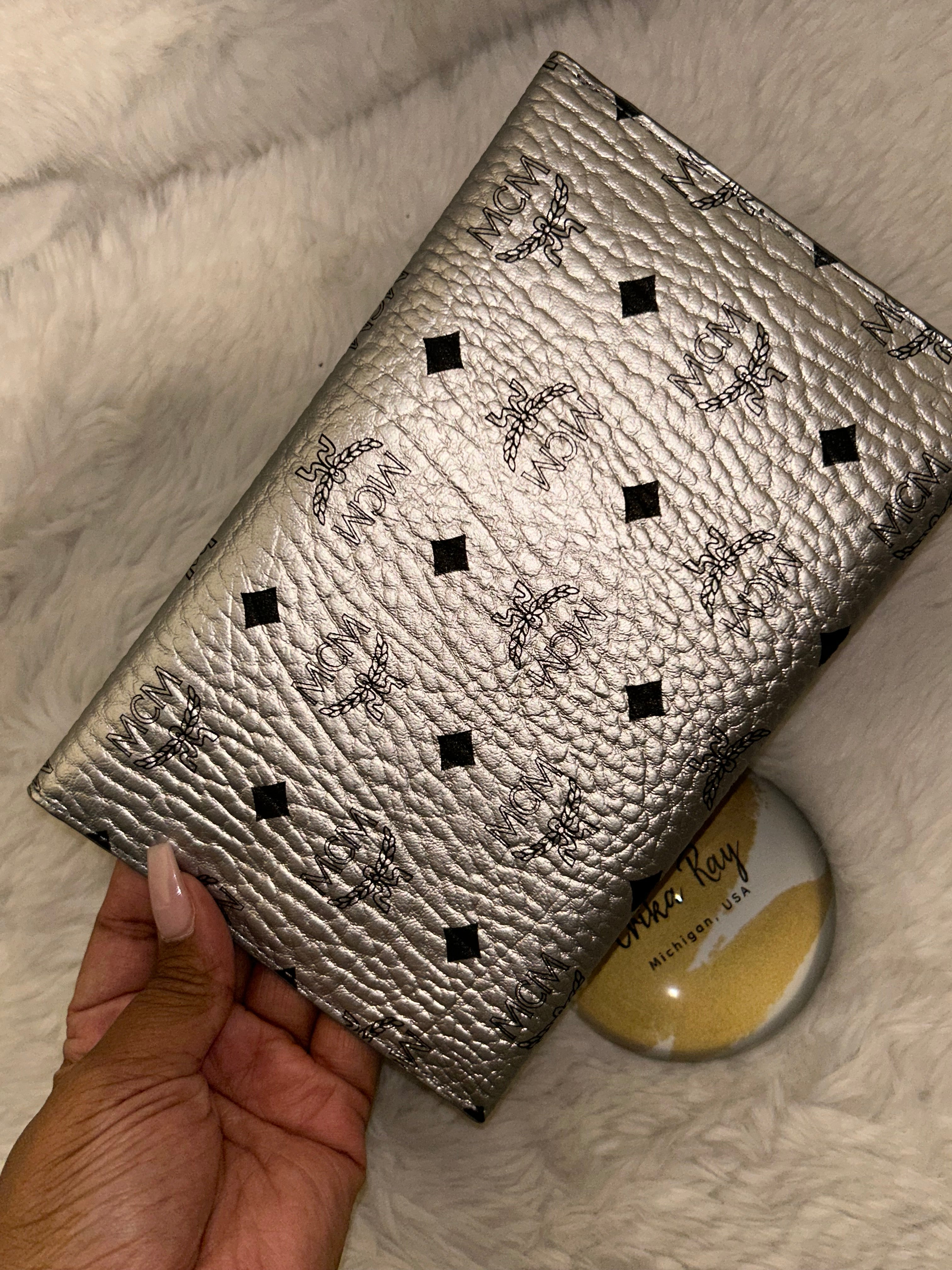 MCM Silver Visetos Clutch/Pouch