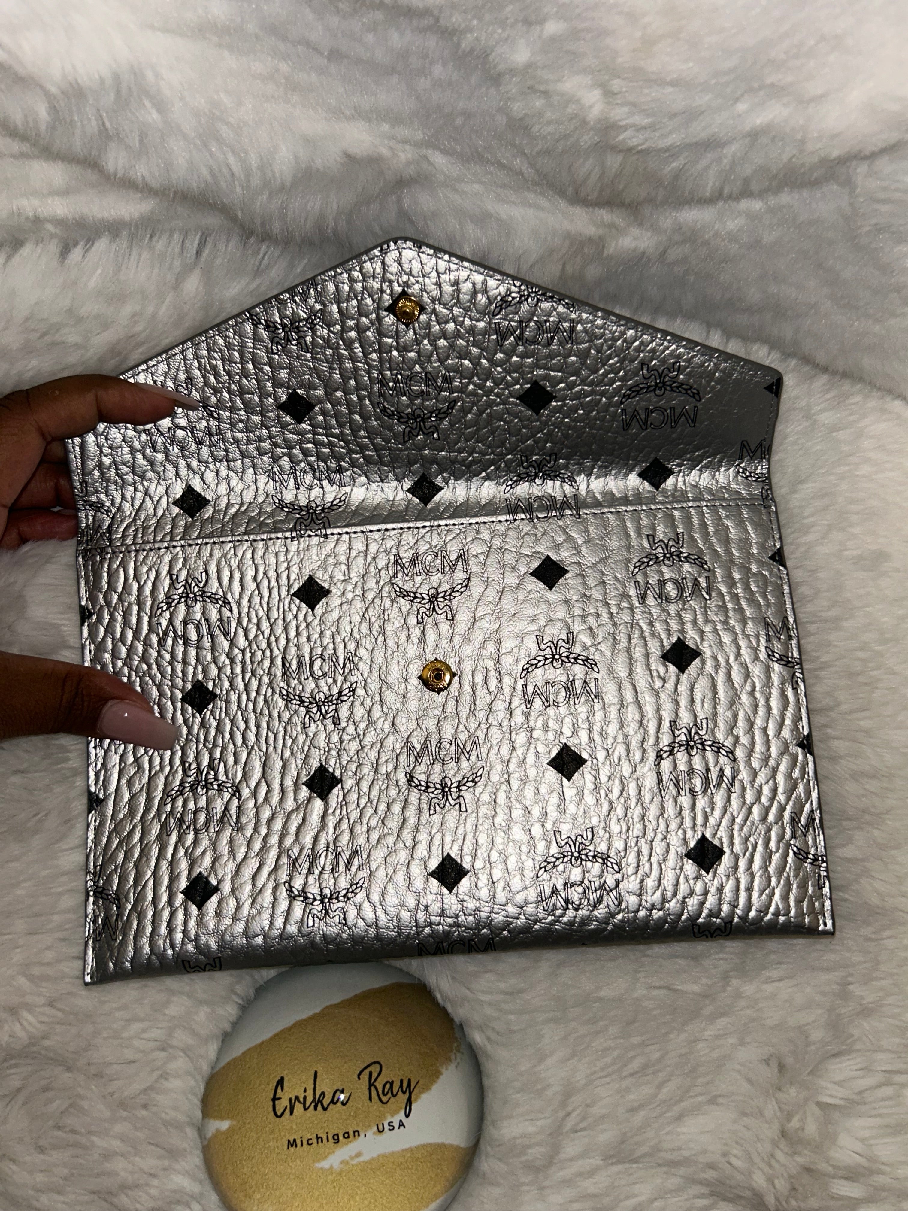 MCM Silver Visetos Clutch/Pouch