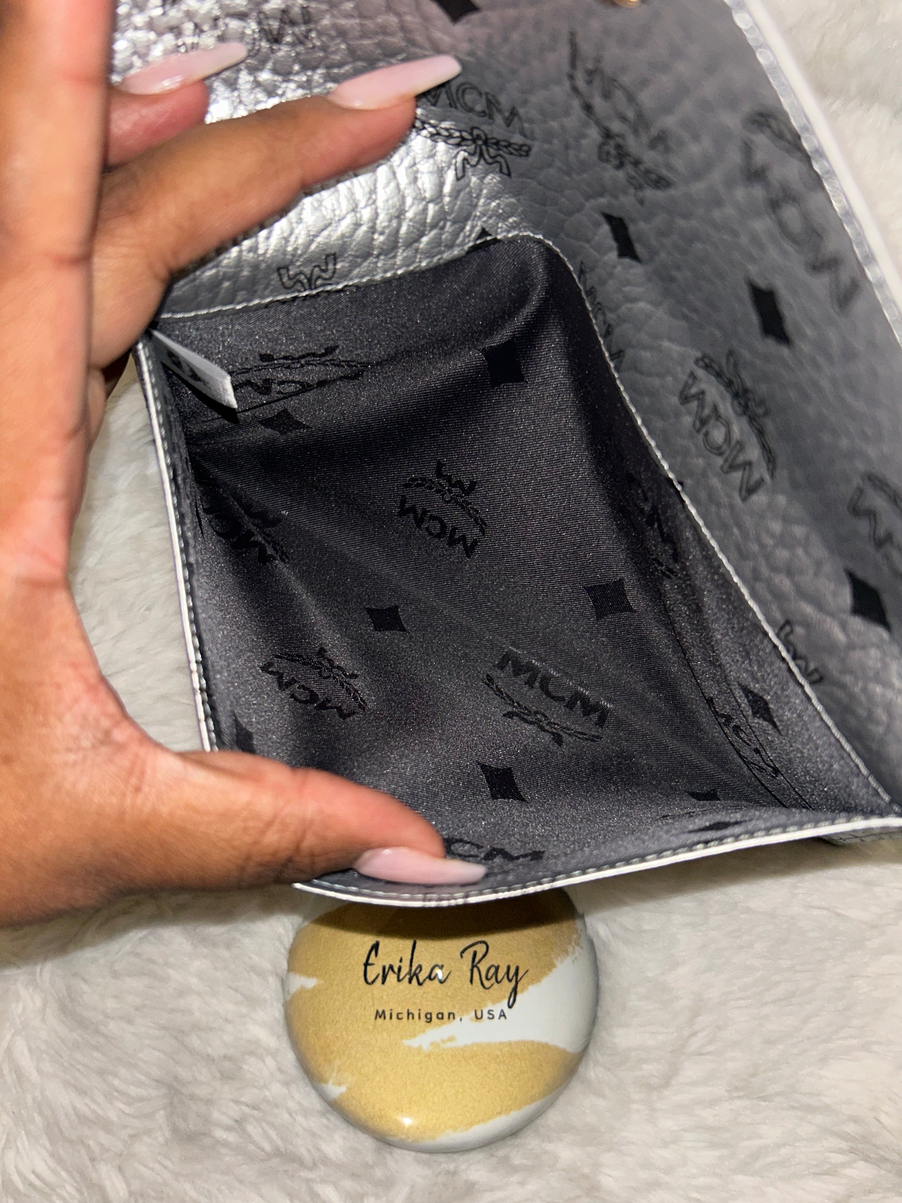 MCM Silver Visetos Clutch/Pouch