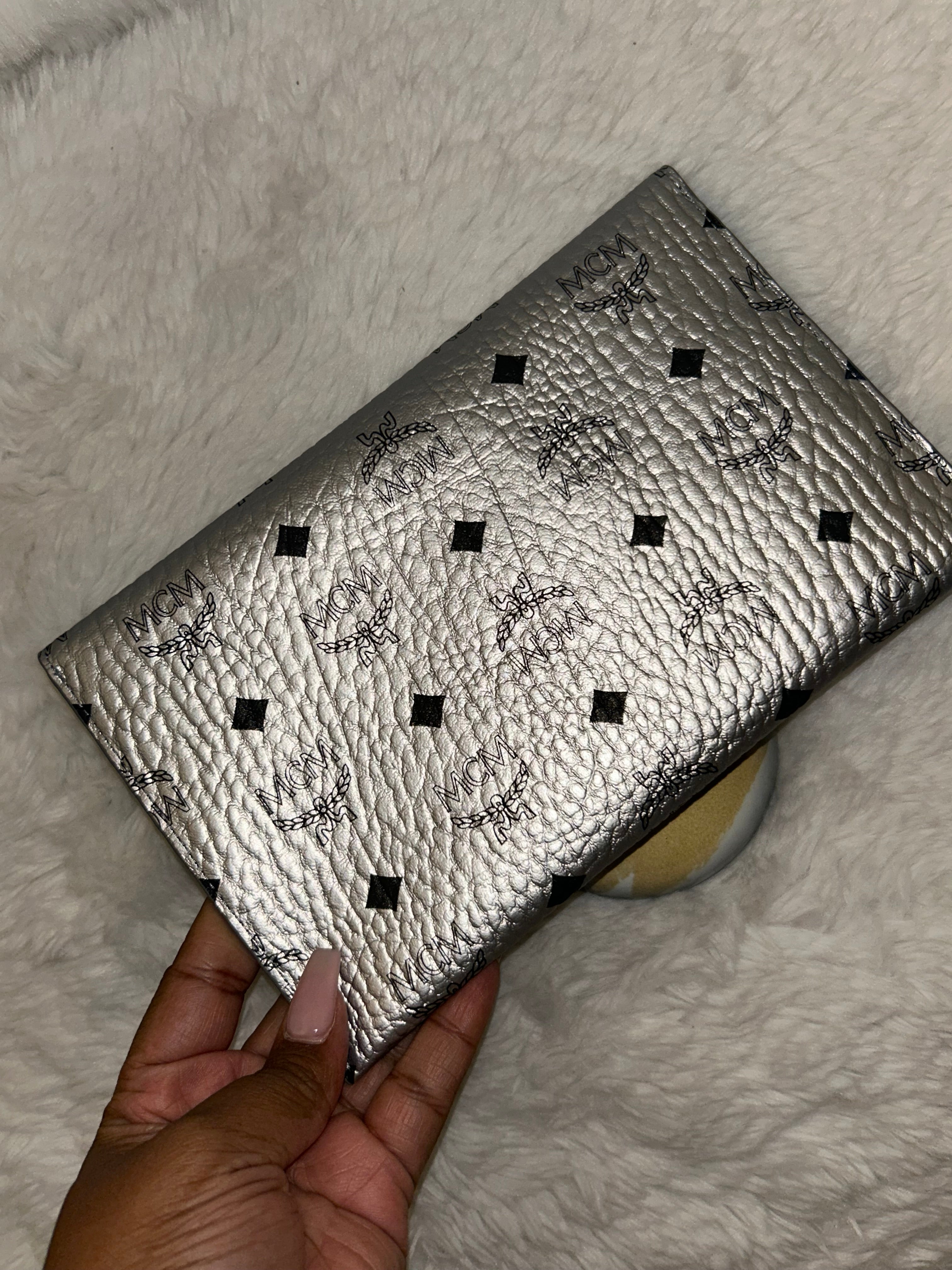 MCM Silver Visetos Clutch/Pouch