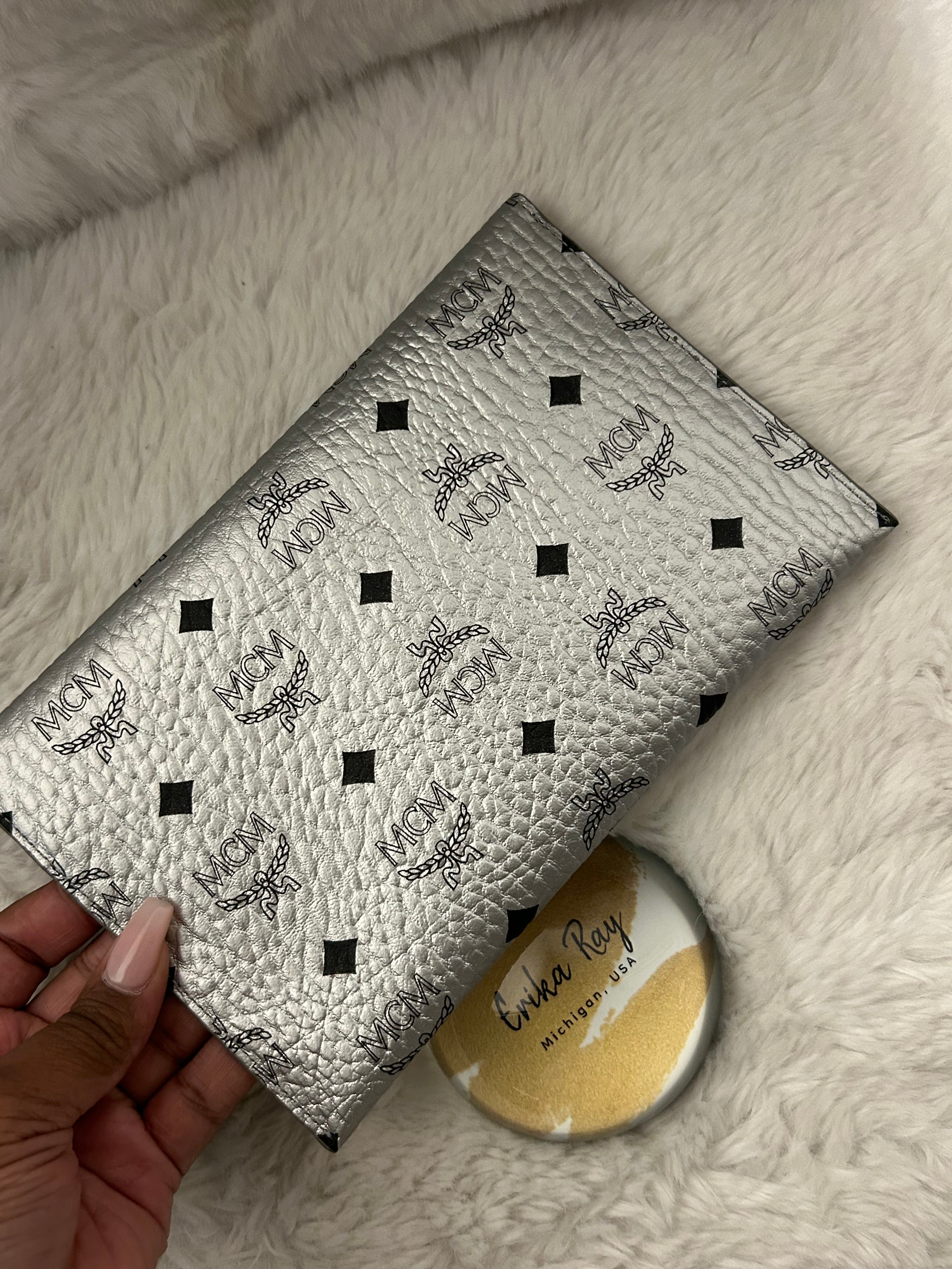 MCM Silver Visetos Clutch/Pouch
