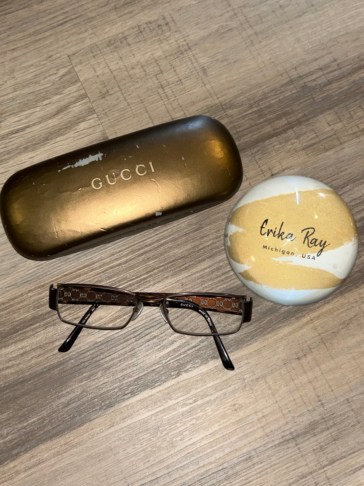 Gucci Brown Monogram Rectangular Frames
