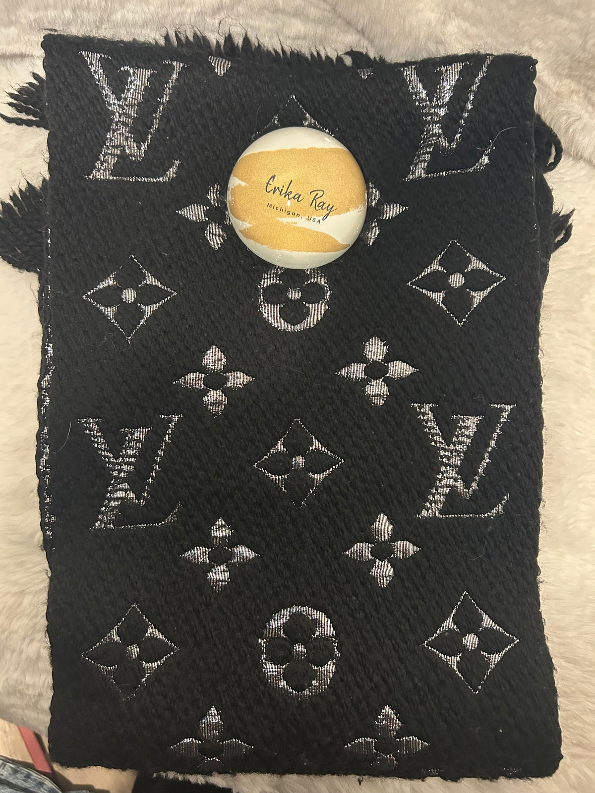 LV Logomania Scarf- Black/Silver