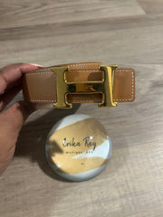 Hermes Tan Leather Gold H Buckle
