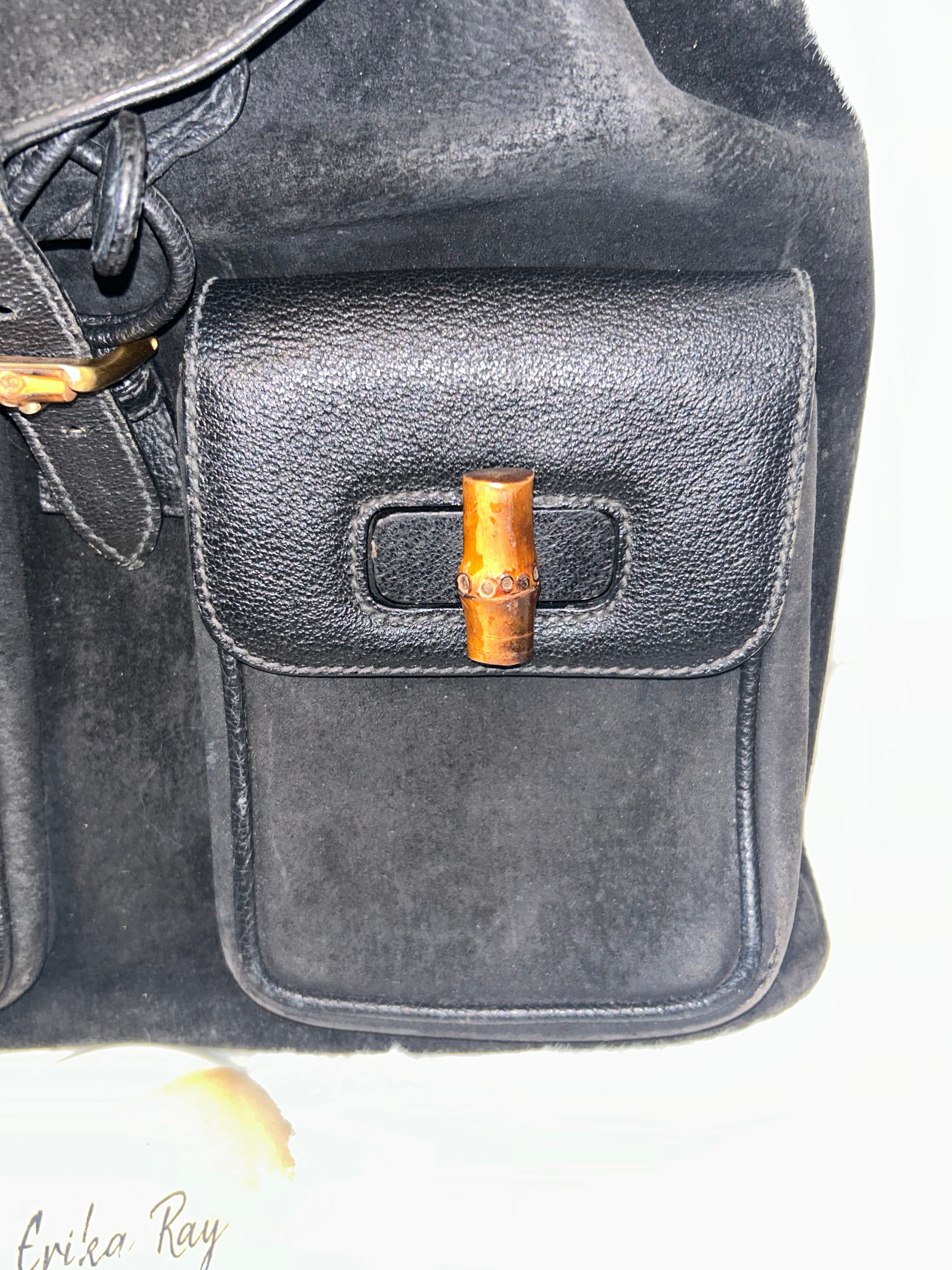 Gucci Vintage Suede Bamboo Backpack
