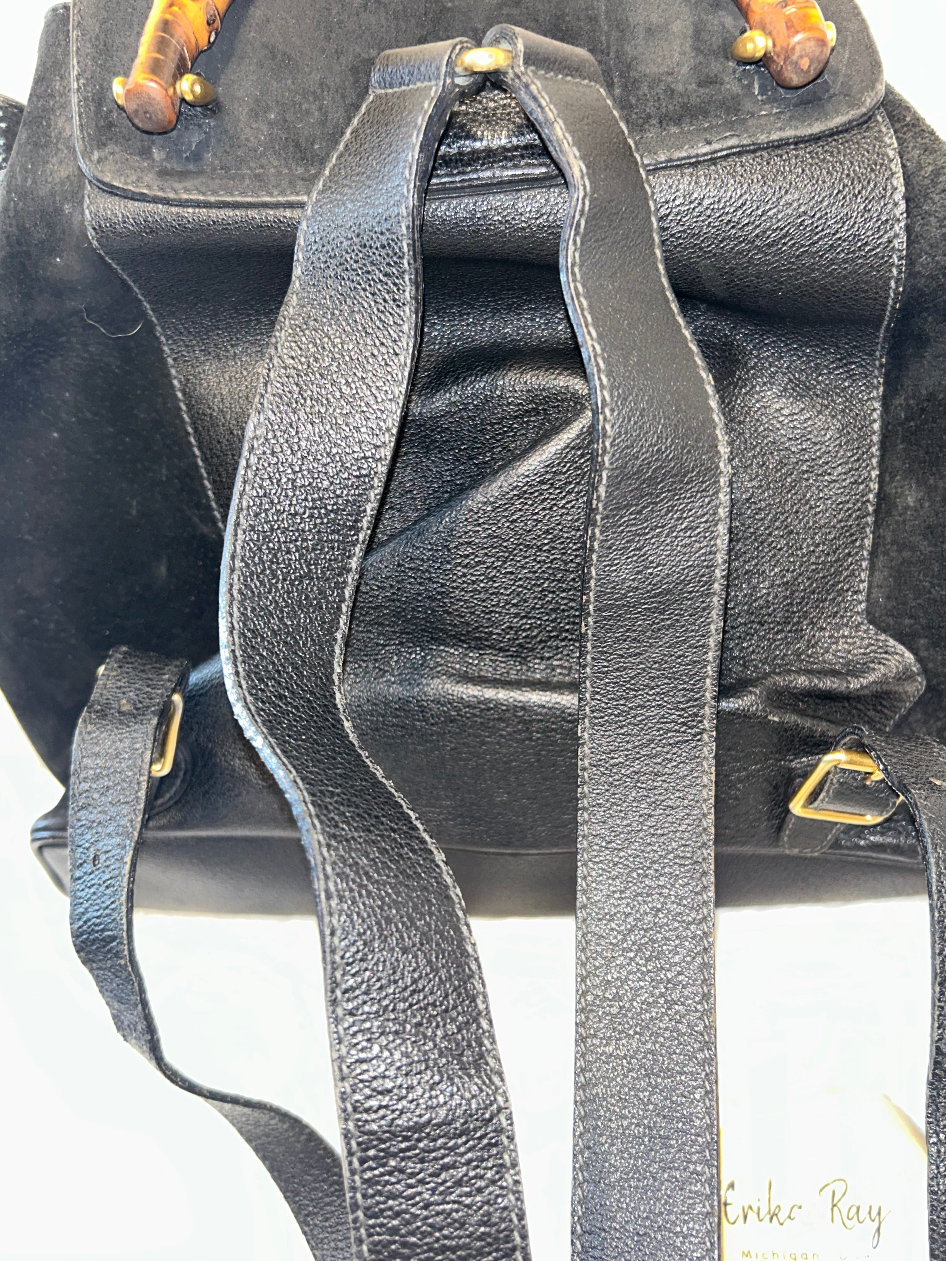Gucci Vintage Suede Bamboo Backpack