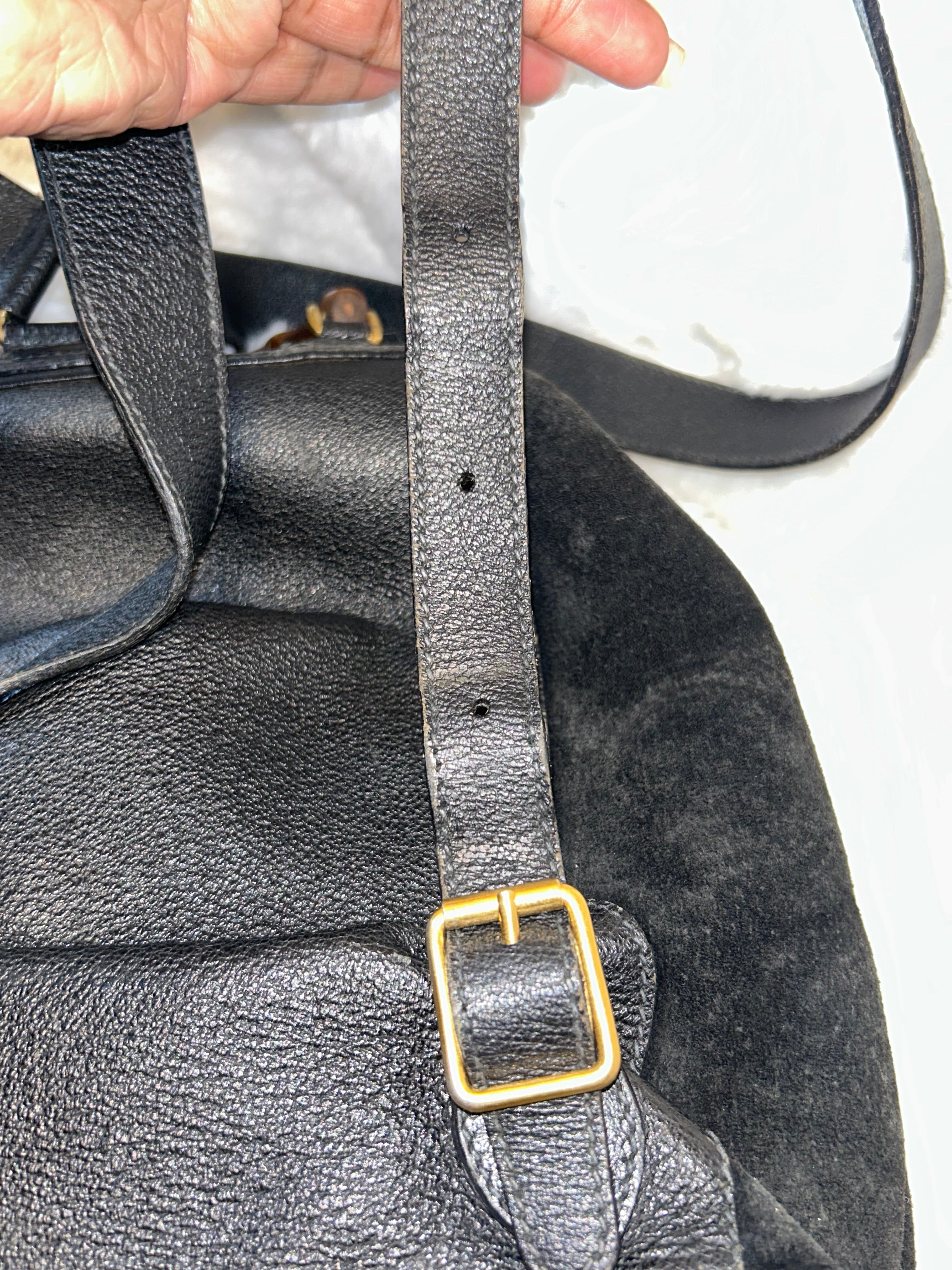 Gucci Vintage Suede Bamboo Backpack