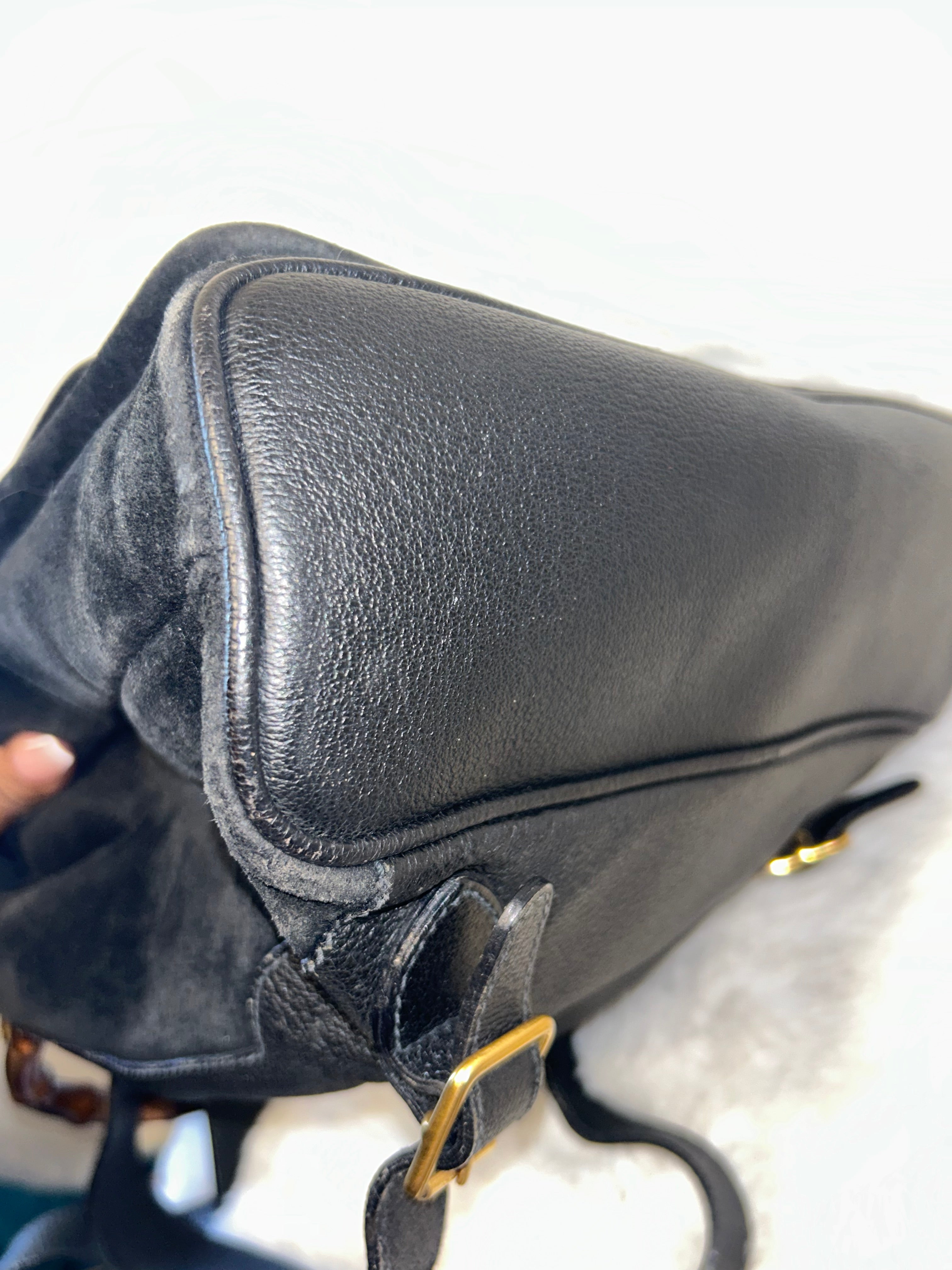 Gucci Vintage Suede Bamboo Backpack
