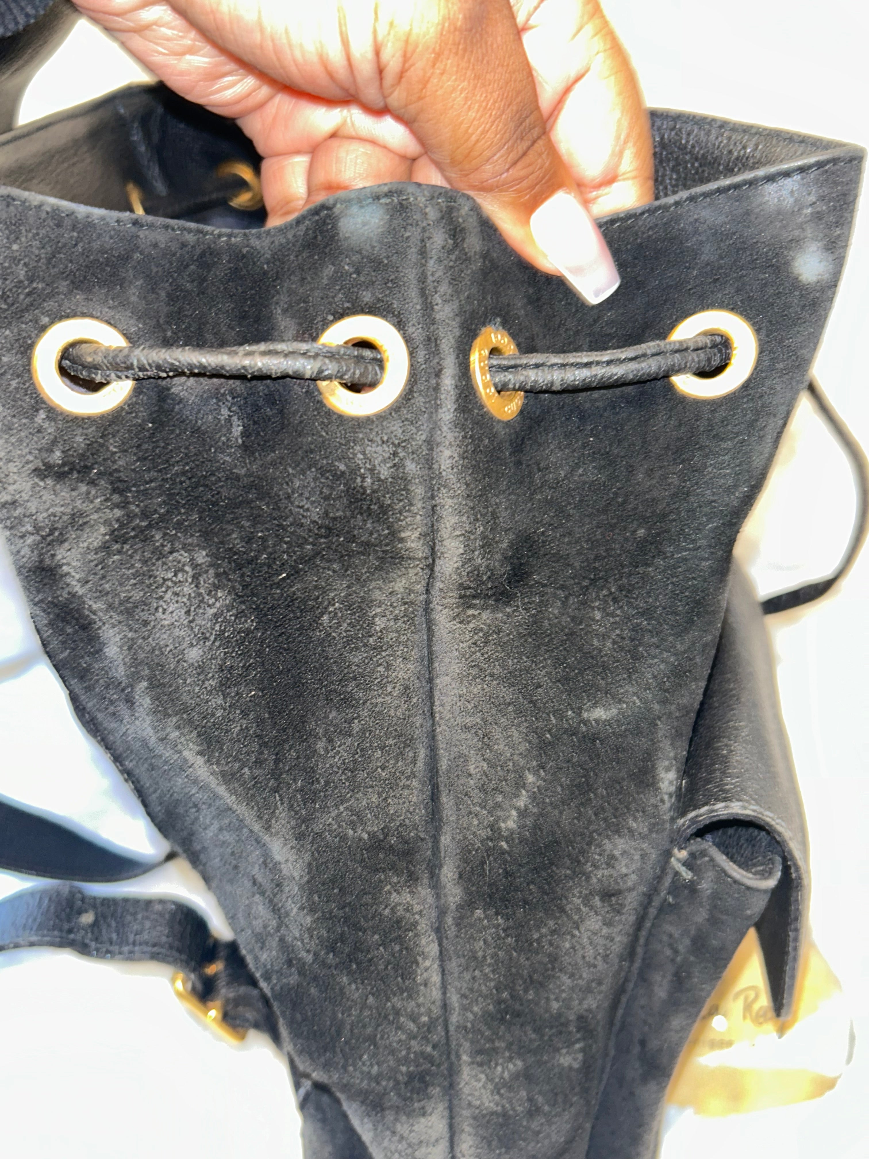 Gucci Vintage Suede Bamboo Backpack