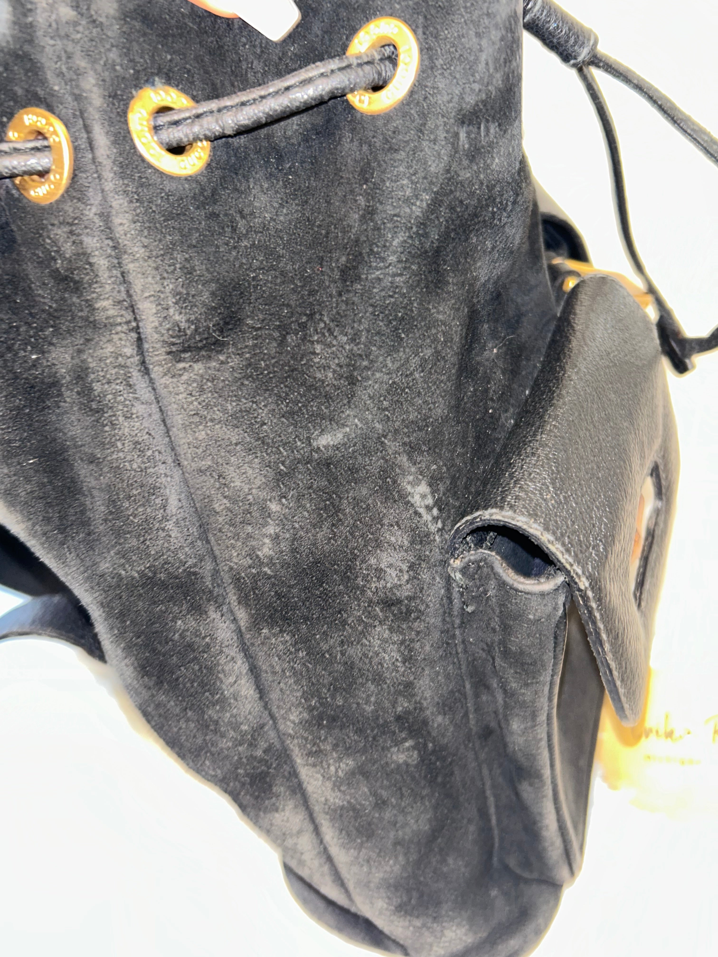 Gucci Vintage Suede Bamboo Backpack