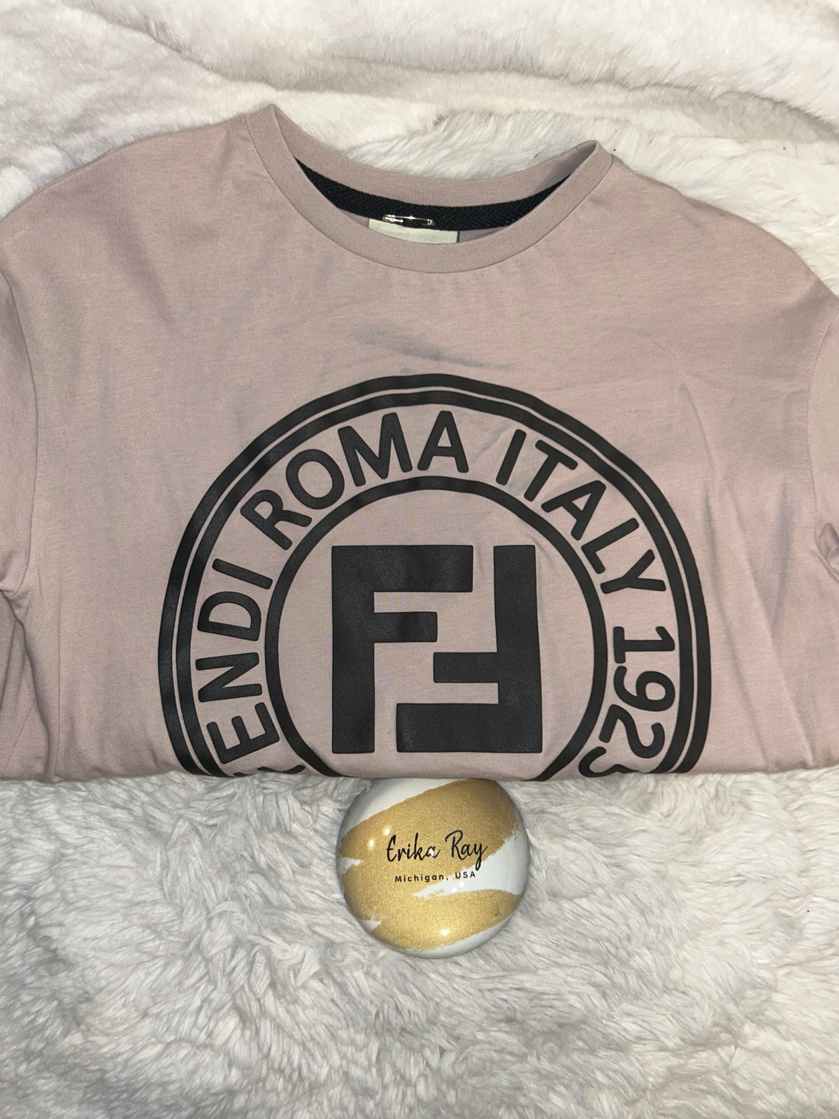 Fendi Kids Beige FF Tee Shirt