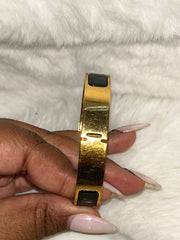 Hermes Black & Gold Clic Clac Bracelet