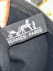 Hermes Black & White Stripe Canvas Tote Bag