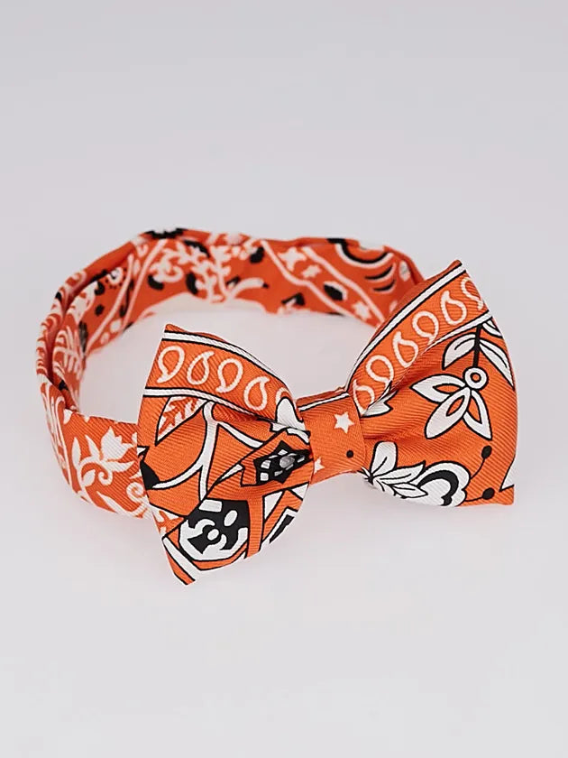 Hermes Silk Orange Bow Tie