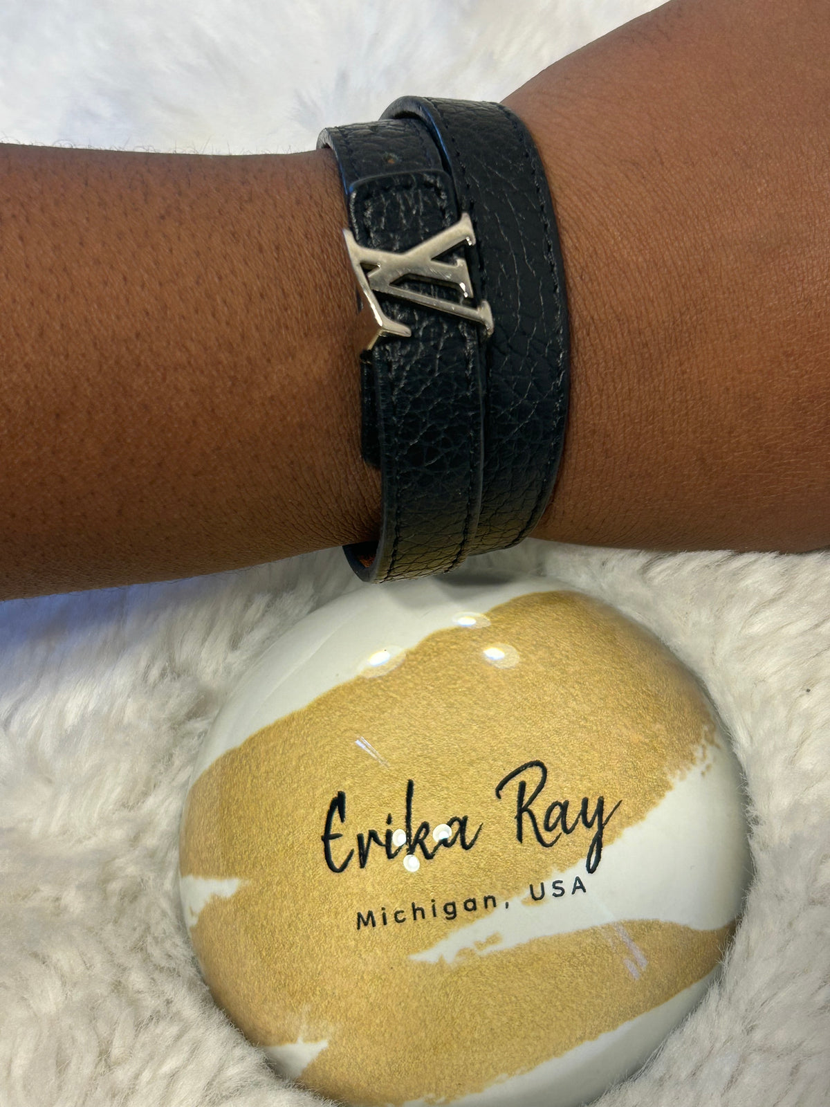 LV Black Slim Wrap Bracelet