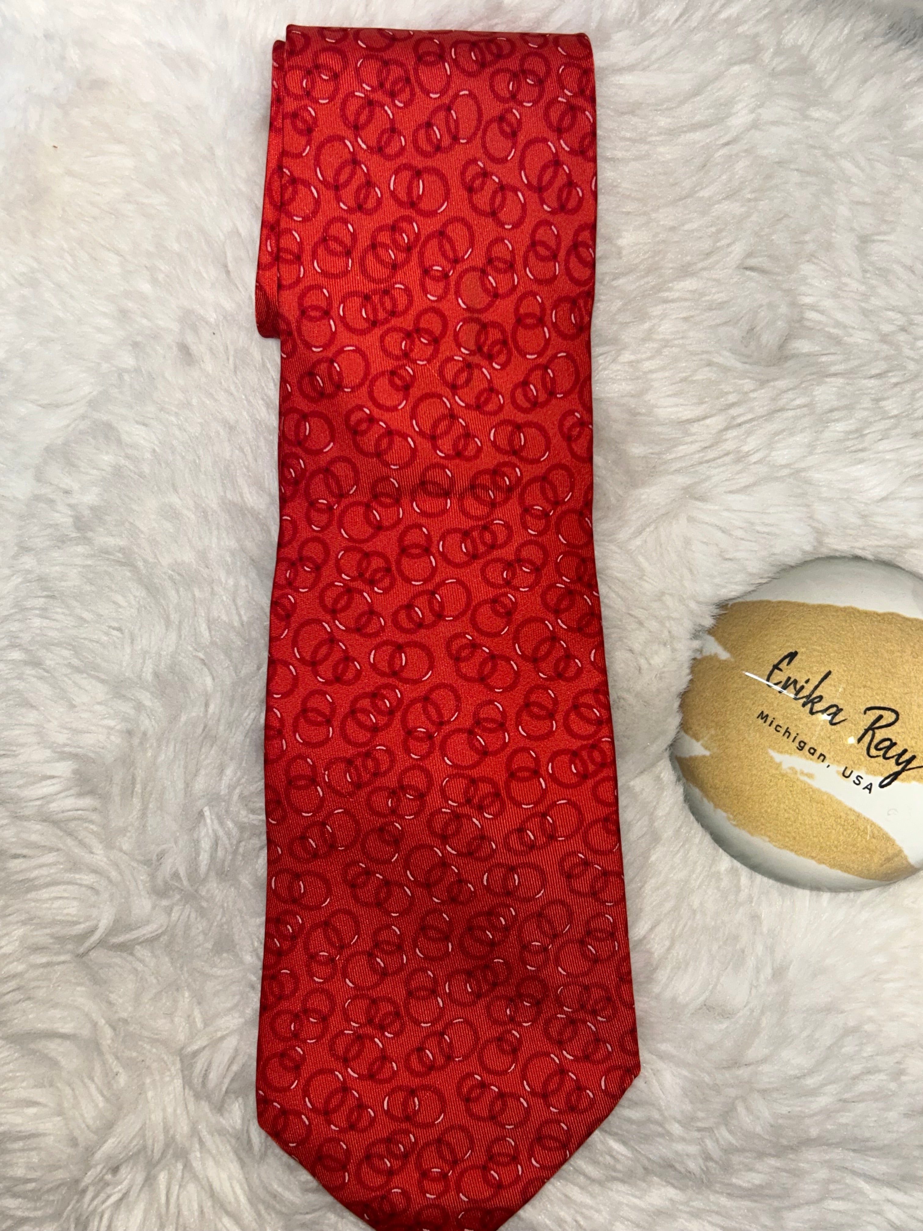 Hermes Red Silk Tie