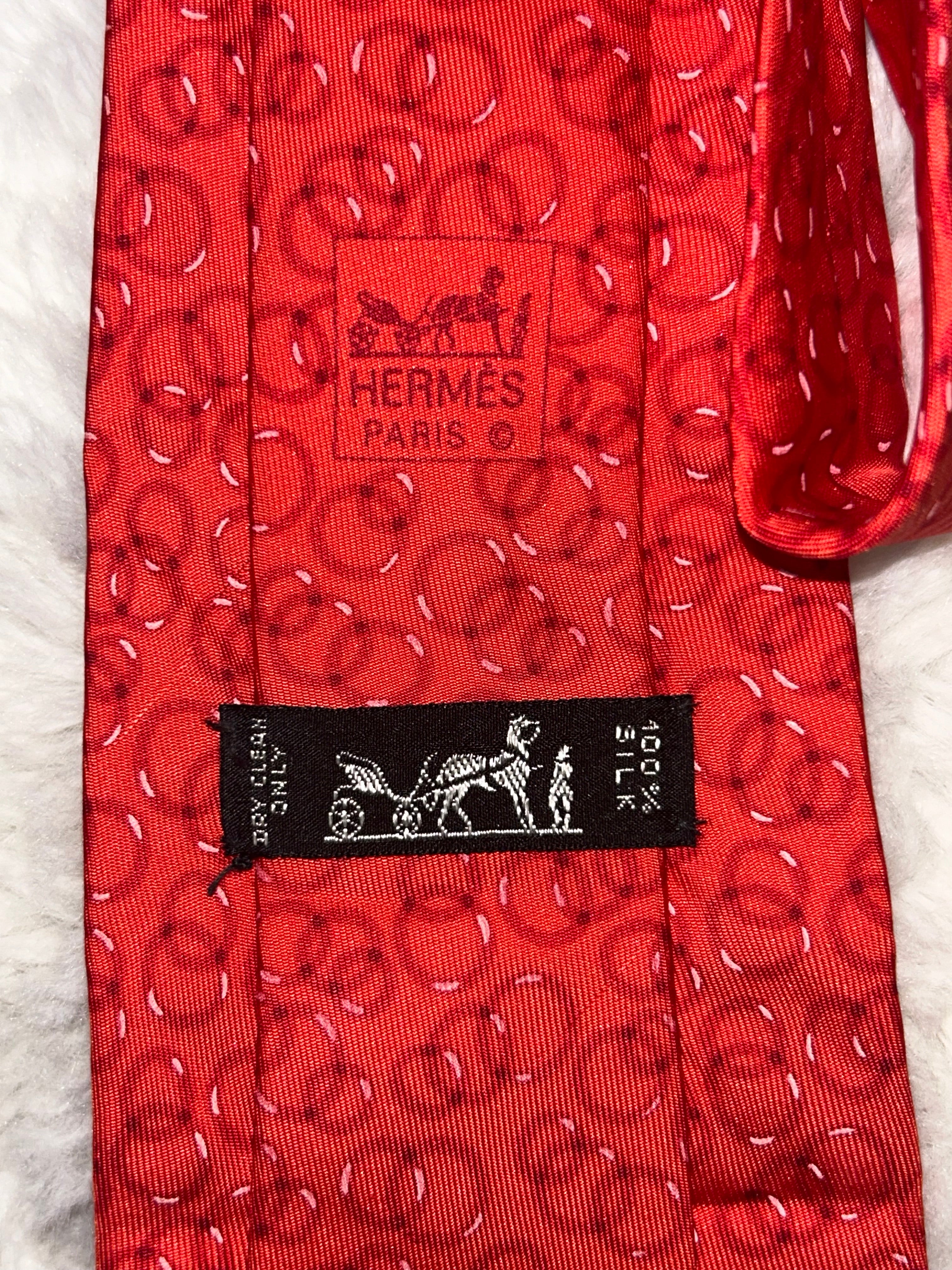Hermes Red Silk Tie