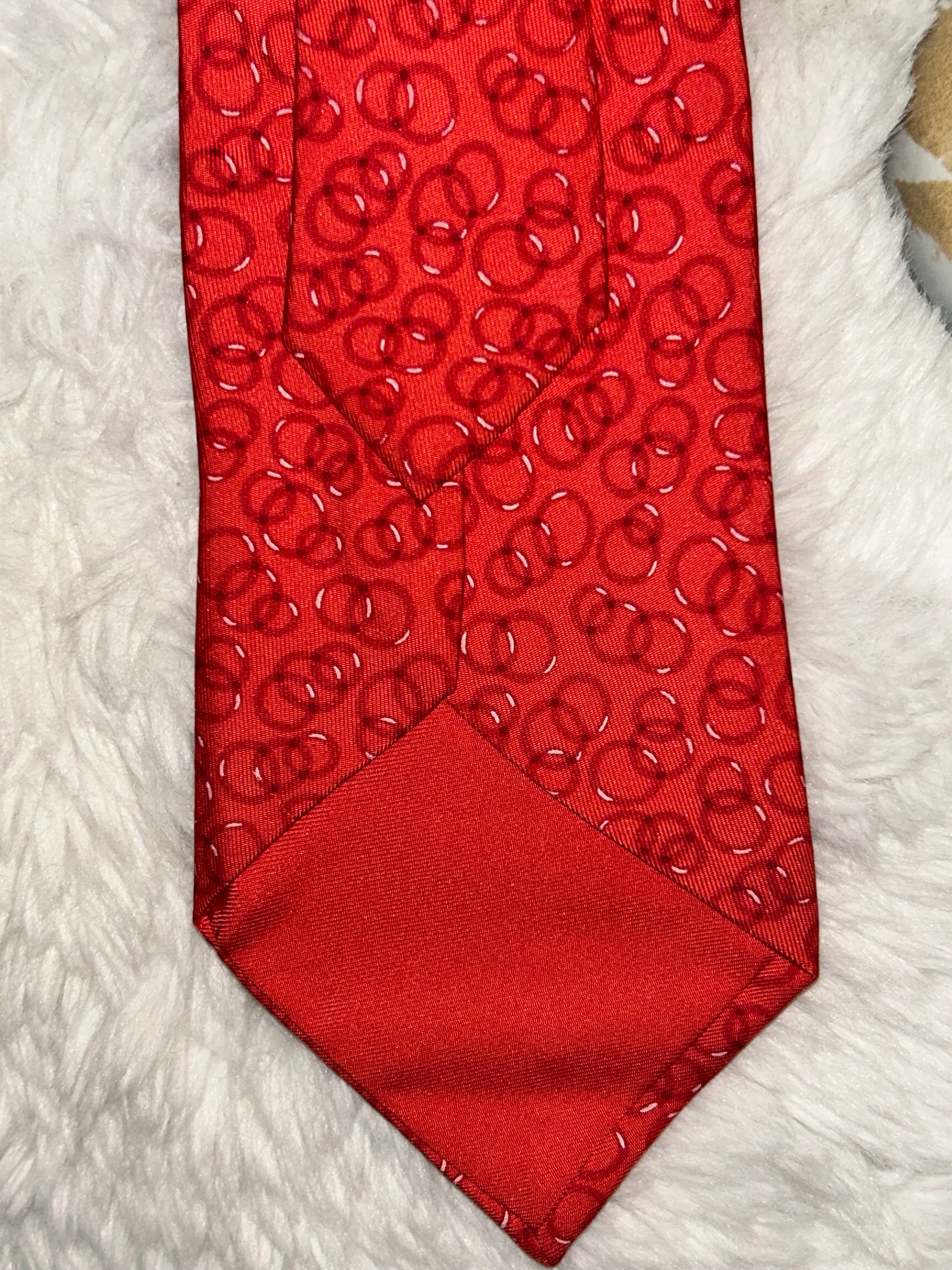 Hermes Red Silk Tie