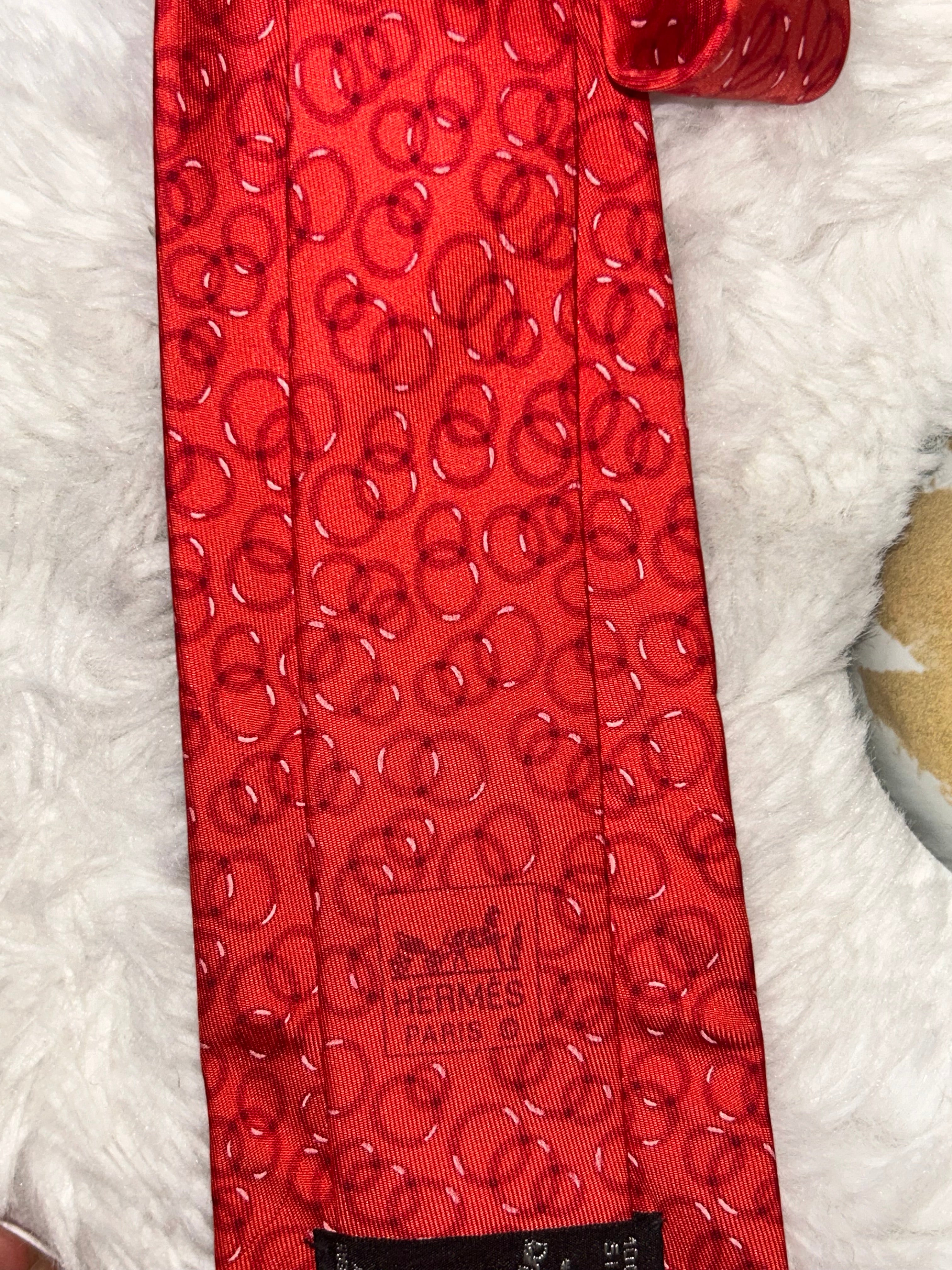 Hermes Red Silk Tie