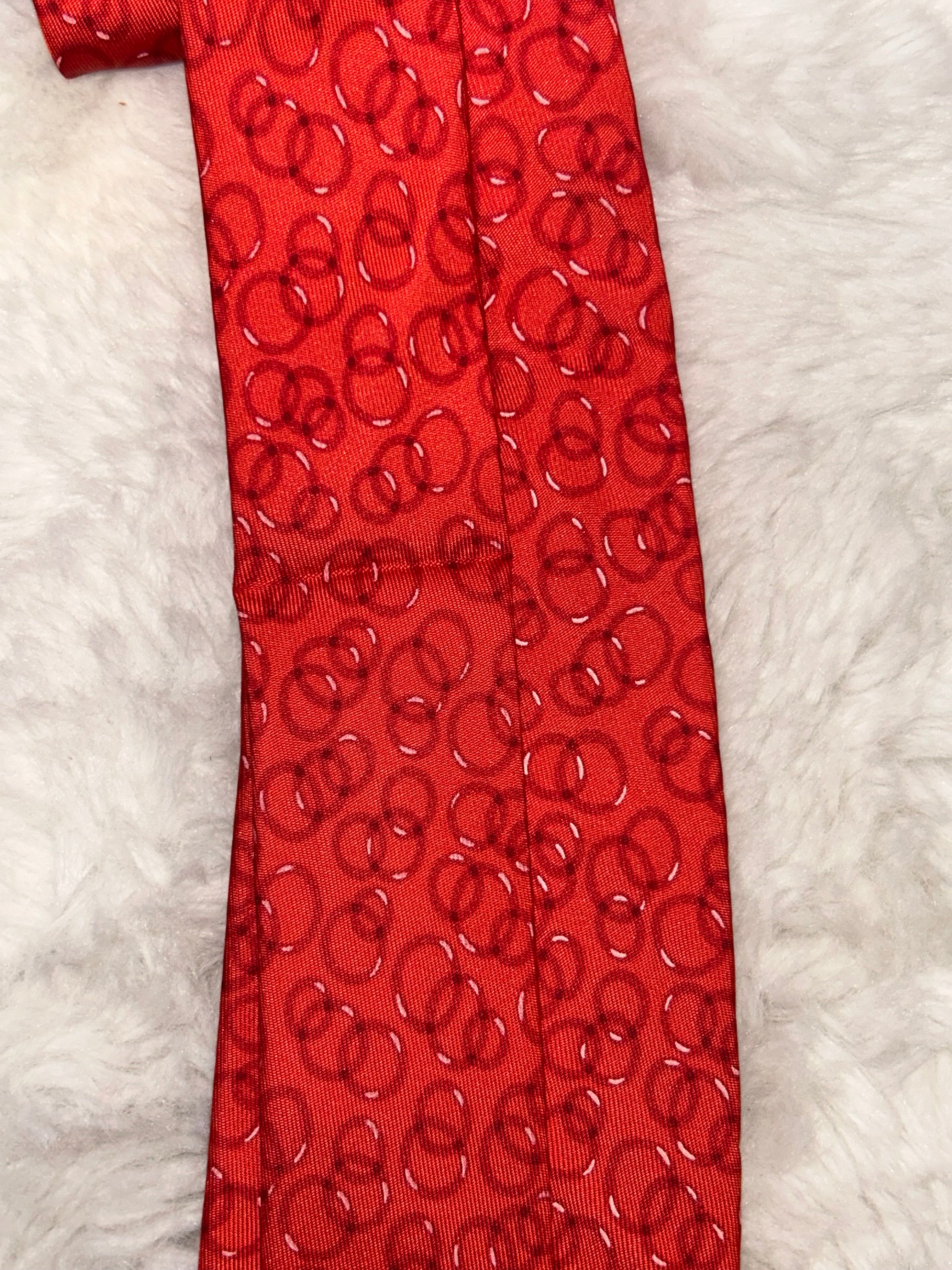 Hermes Red Silk Tie