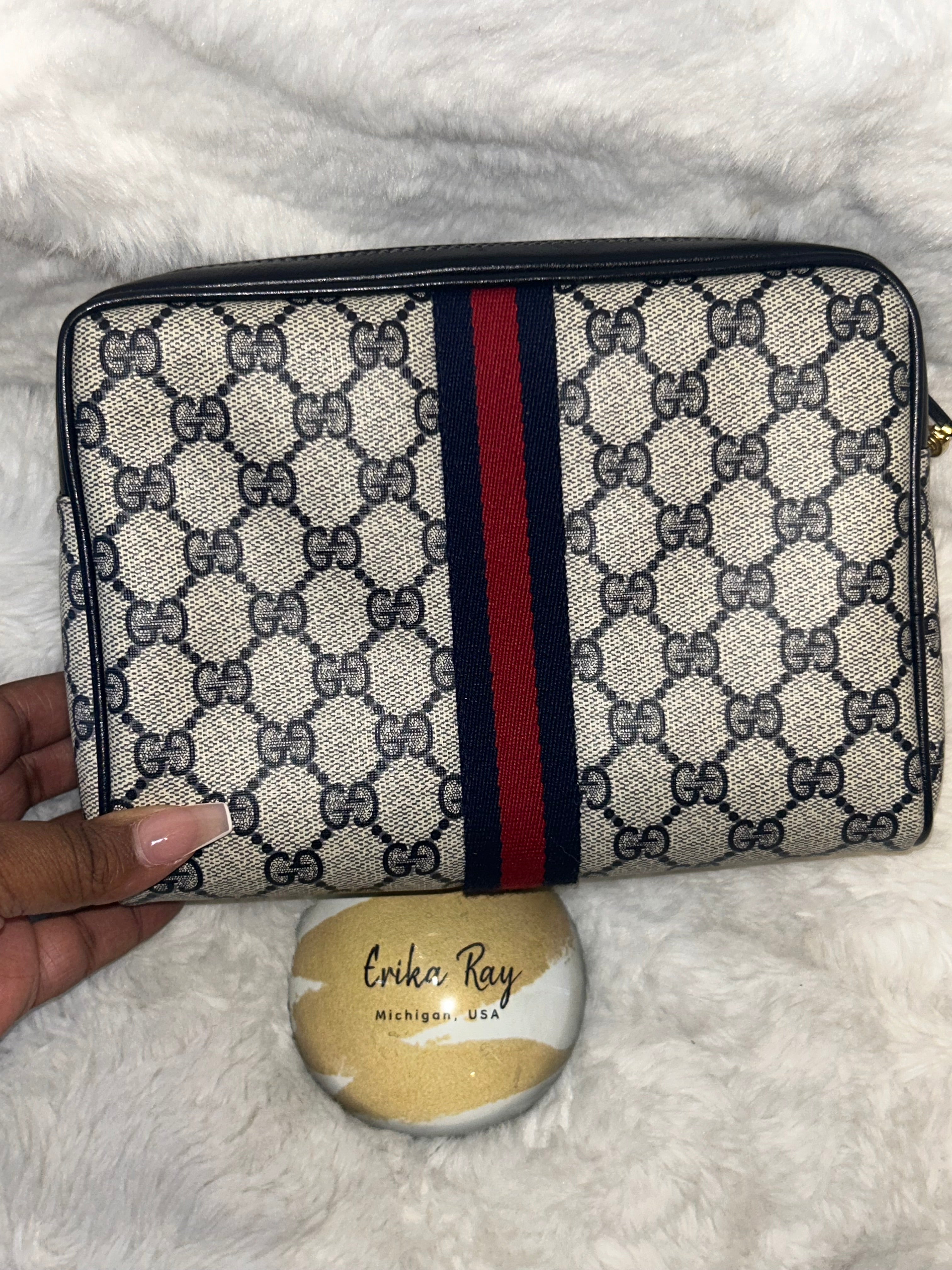 Gucci GG Navy Supreme Clutch