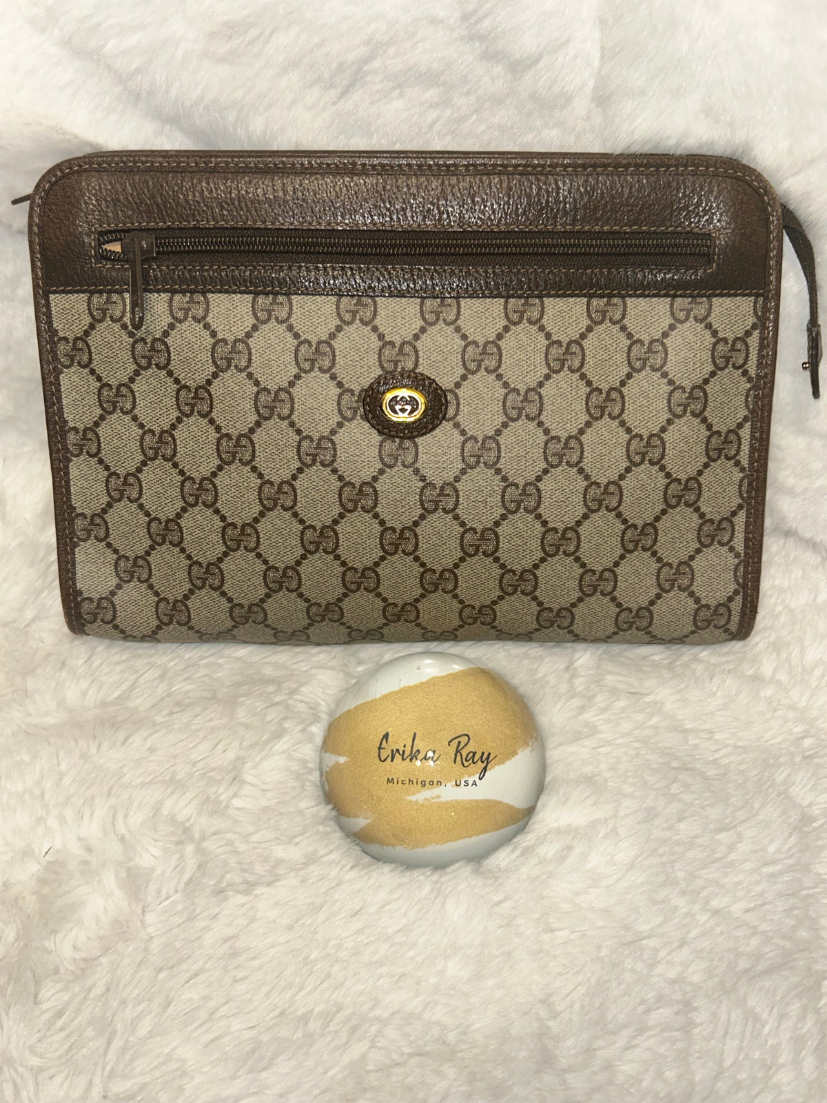 Gucci Vintage GG Canvas Clutch