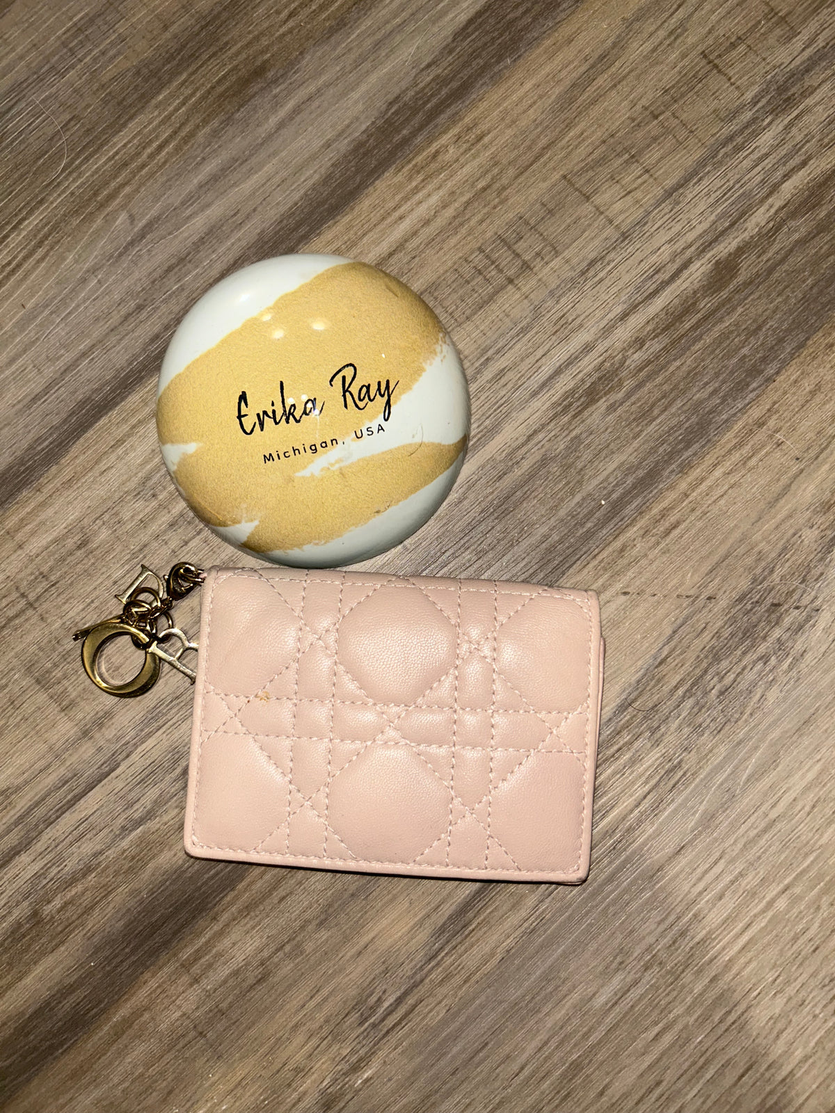 Dior Pink Cannage Snap Wallet