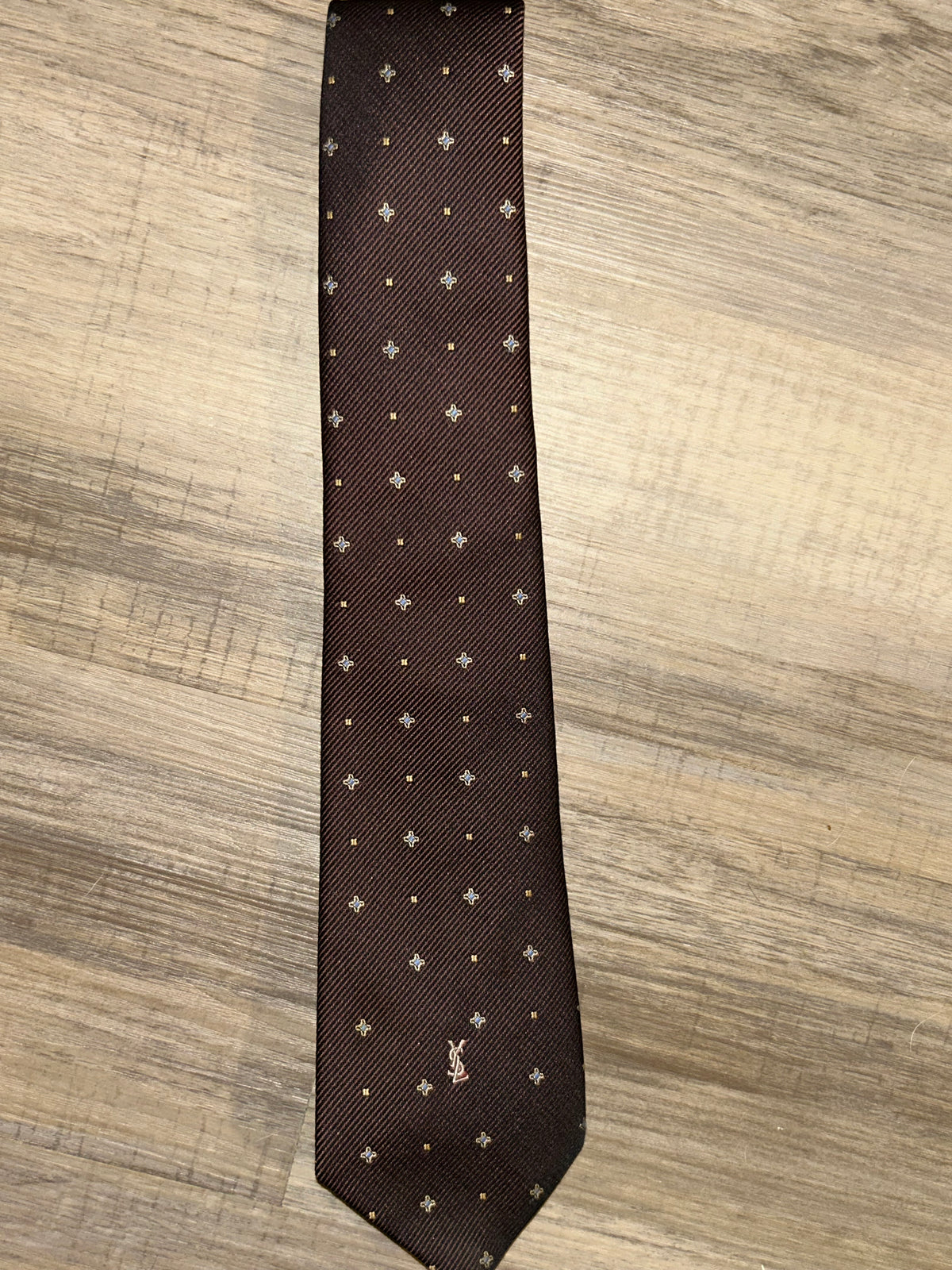 YSL Brown Silk Tie