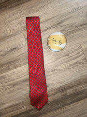 Burberrys Vintage Red Silk Tie