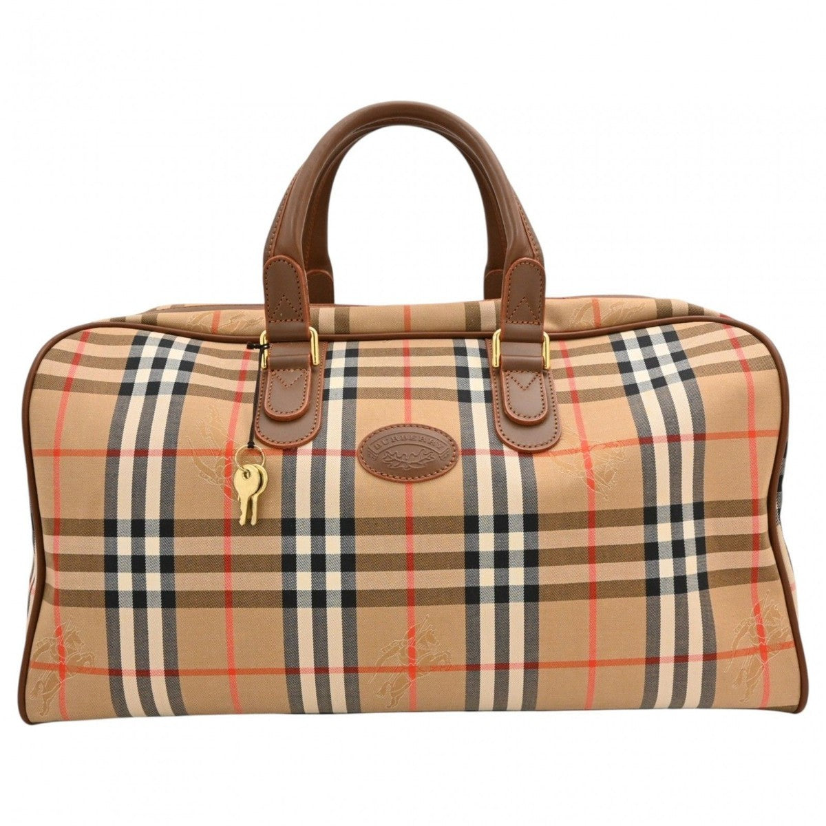 Burberry Beige Nova Check Duffle Weekender Bag