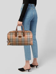 Burberry Beige Nova Check Duffle Weekender Bag