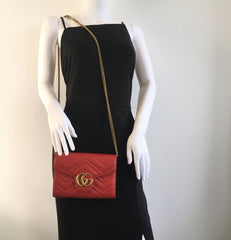 Gucci Red Marmont Wallet On Chain
