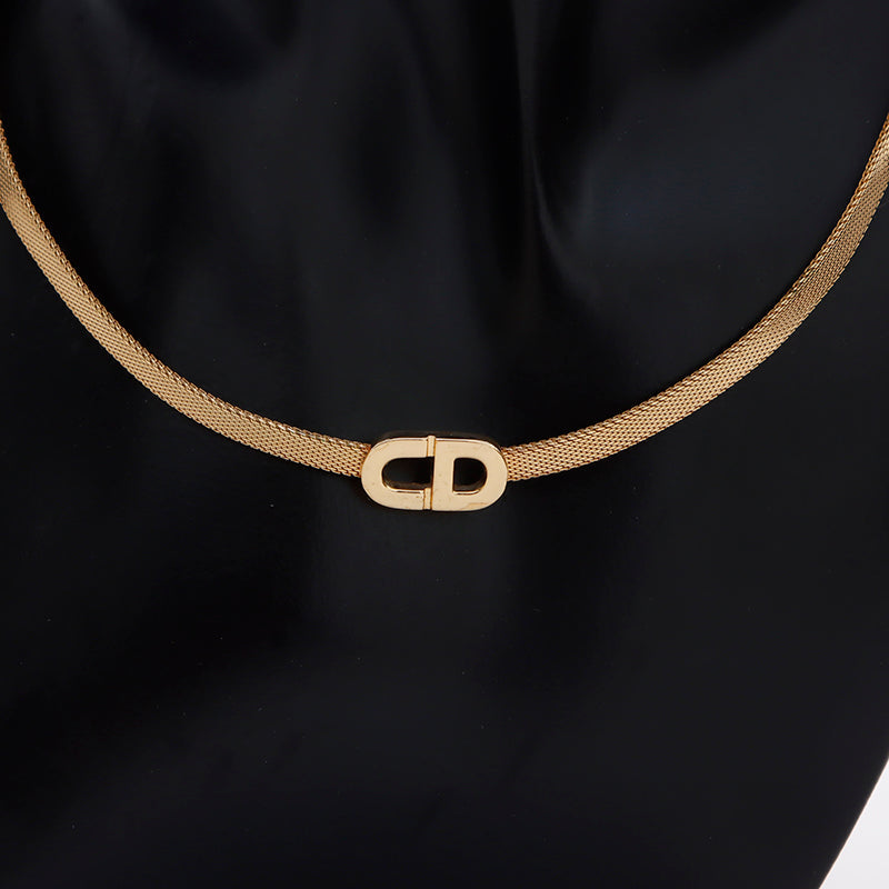 Christian Dior Gold Mesh CD Adjustable Necklace