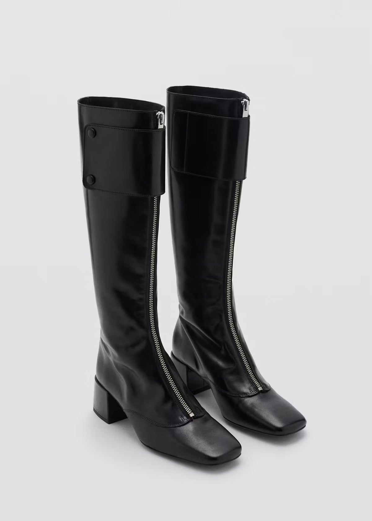 Mango Black Leather Boots