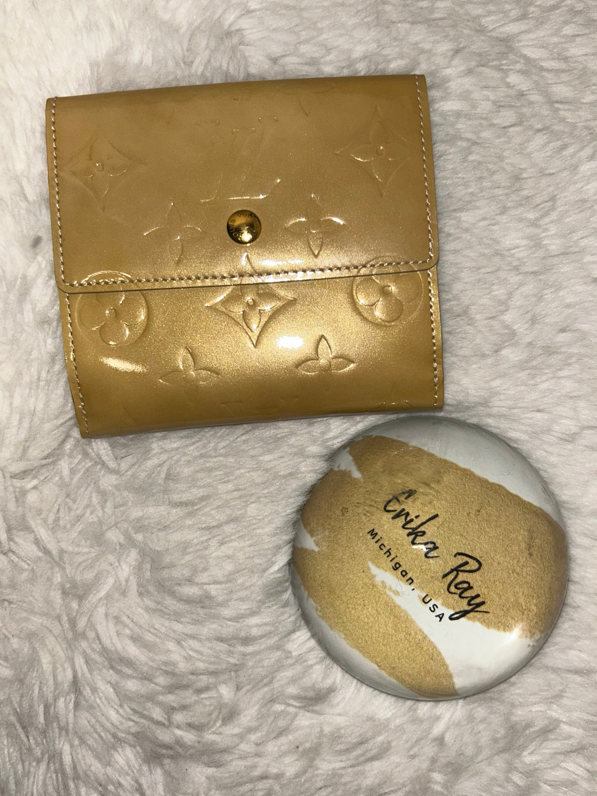 LV Tan Vernis Compact Wallet