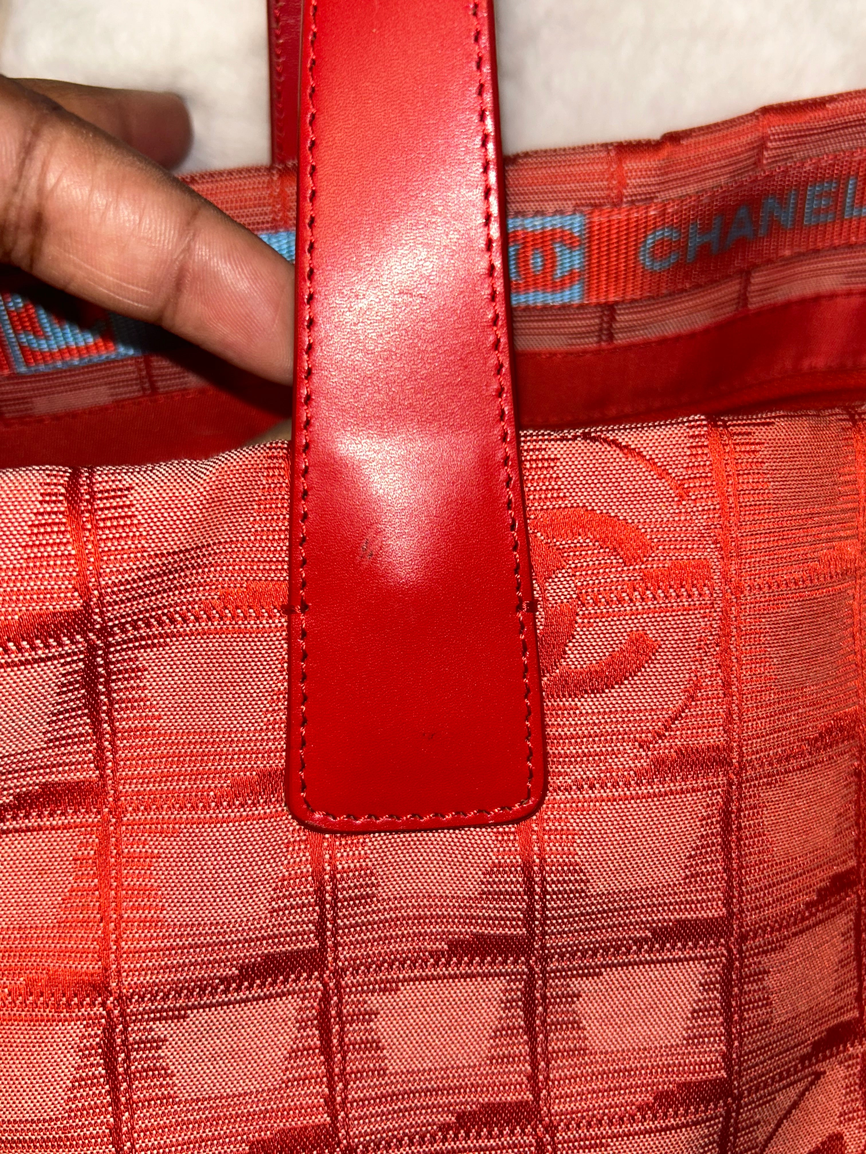 Chanel Red Travel Line Tote