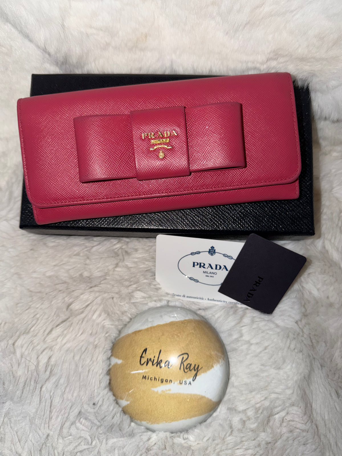 Prada Pink Saffiano Leather Continental Wallet