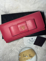 Prada Pink Saffiano Leather Continental Wallet