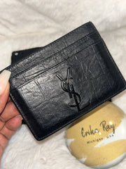 YSL Black Croc Embossed Card Holder