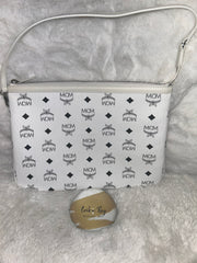 MCM White Visetos Pouch