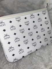 MCM White Visetos Pouch