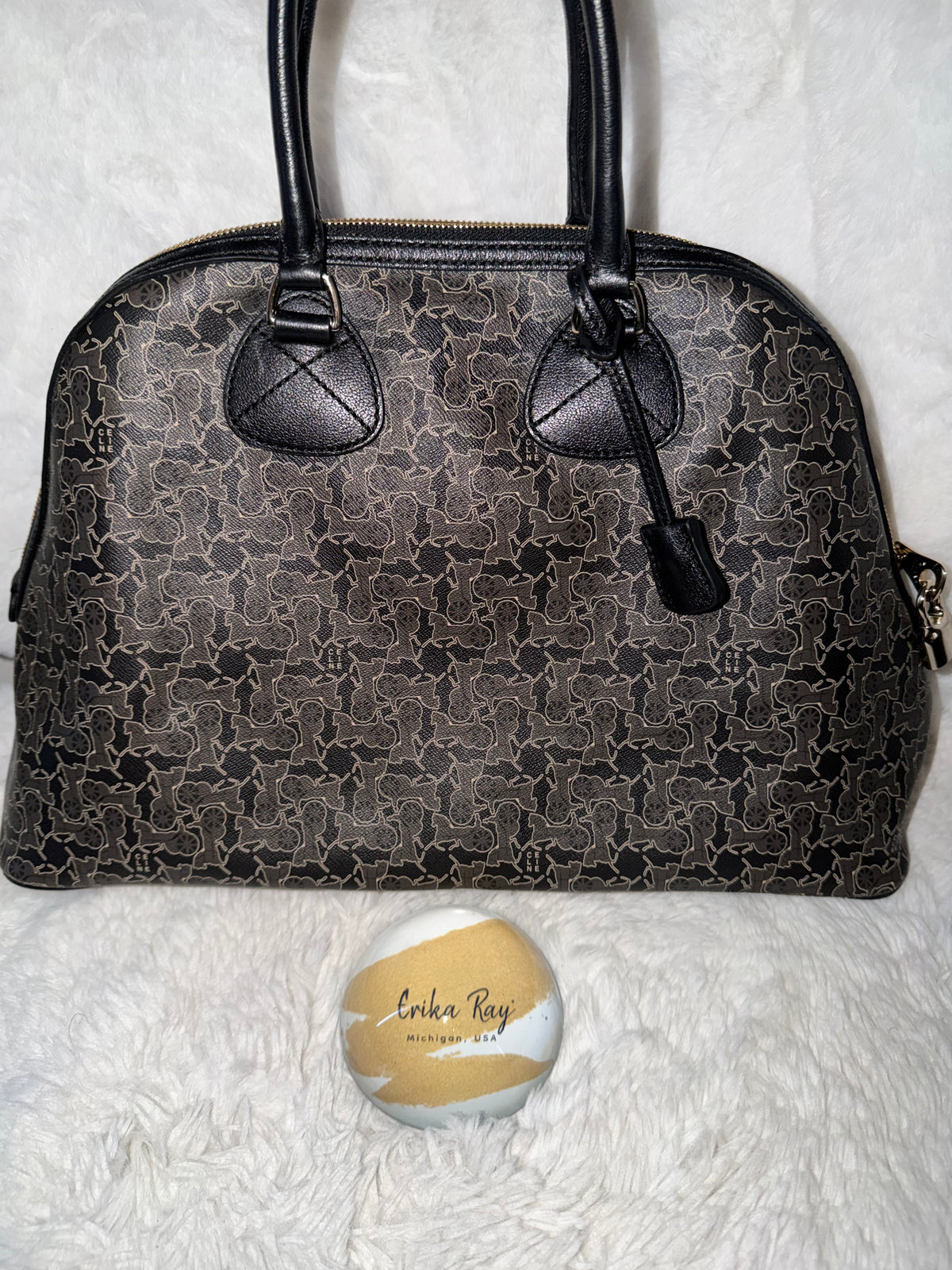 Celine Logo Coated Canvas Tote